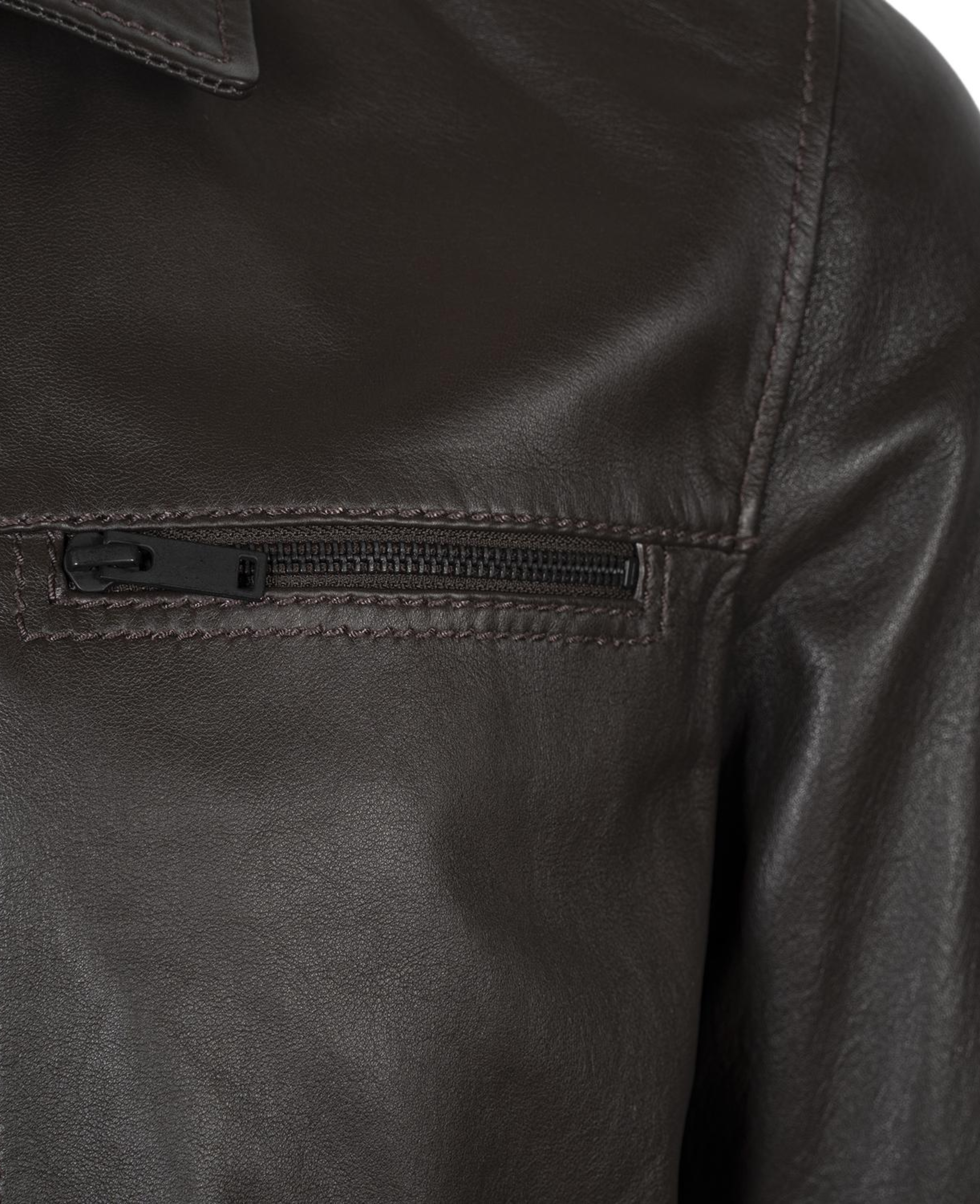 Erkek Kahve Gömlek Yakalı Deri Ceket