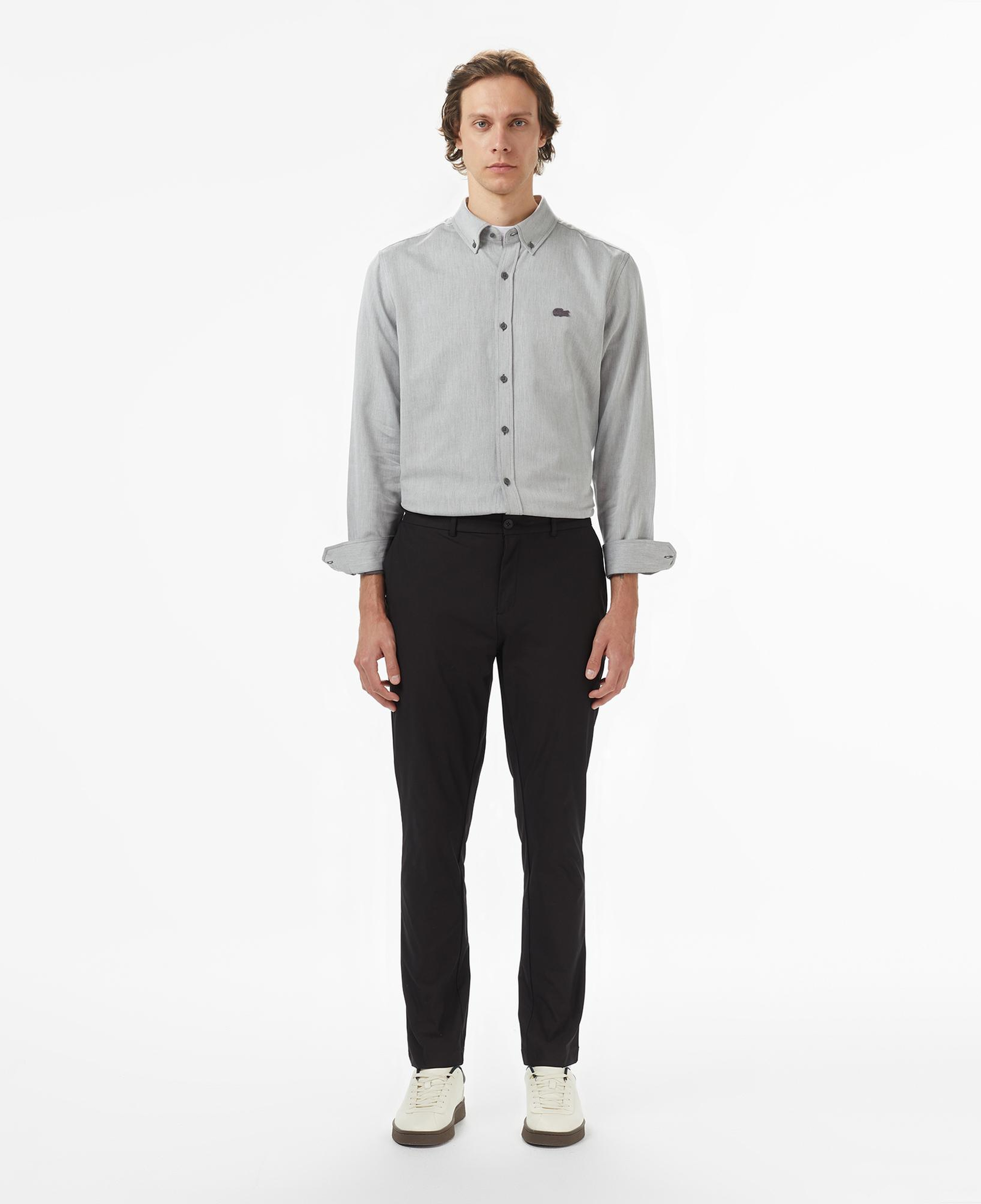 Lacoste Erkek Regular Fit Düğmeli Yaka Gri Gömlek