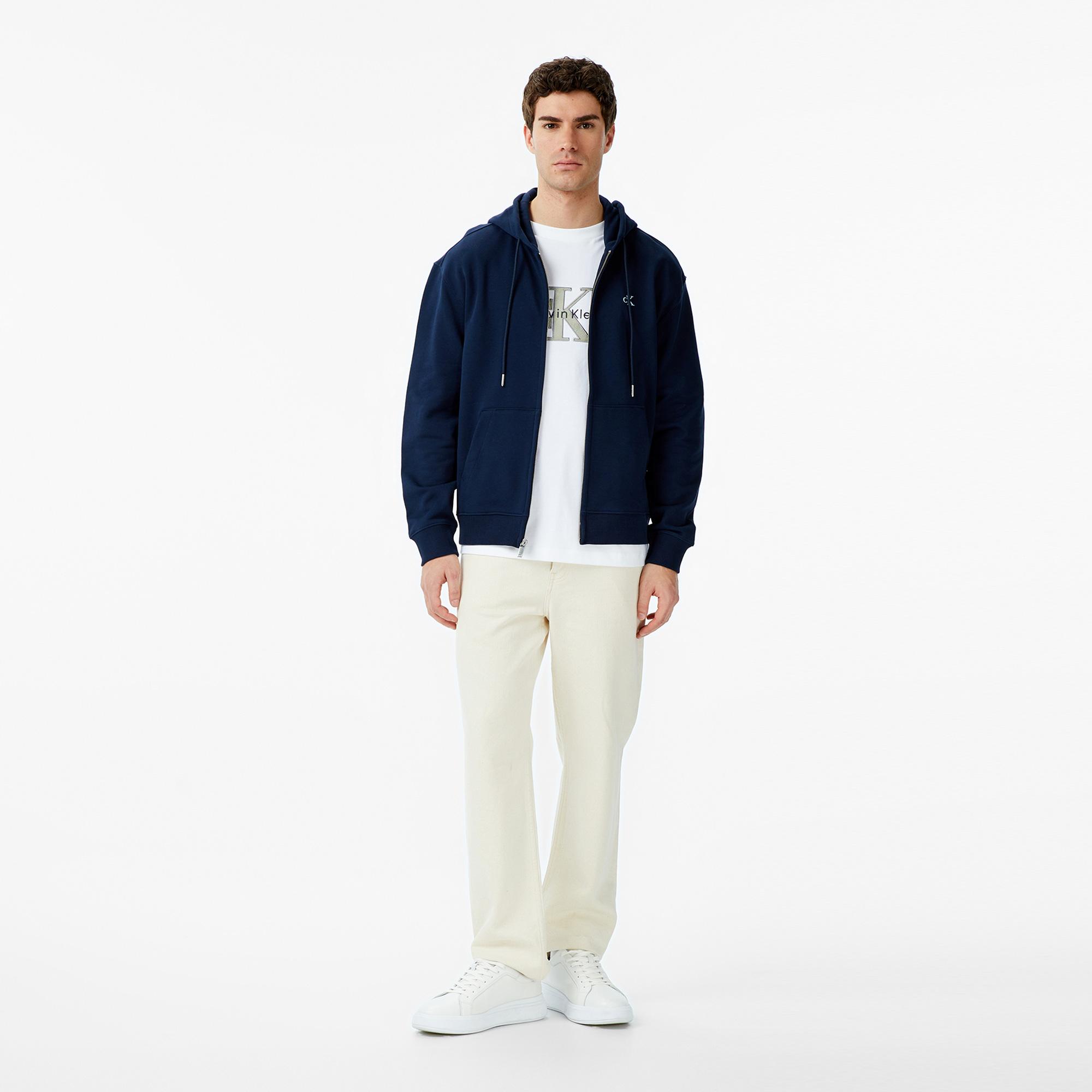 Calvin Klein Terry Monogram Erkek Mavi Sweatshirt