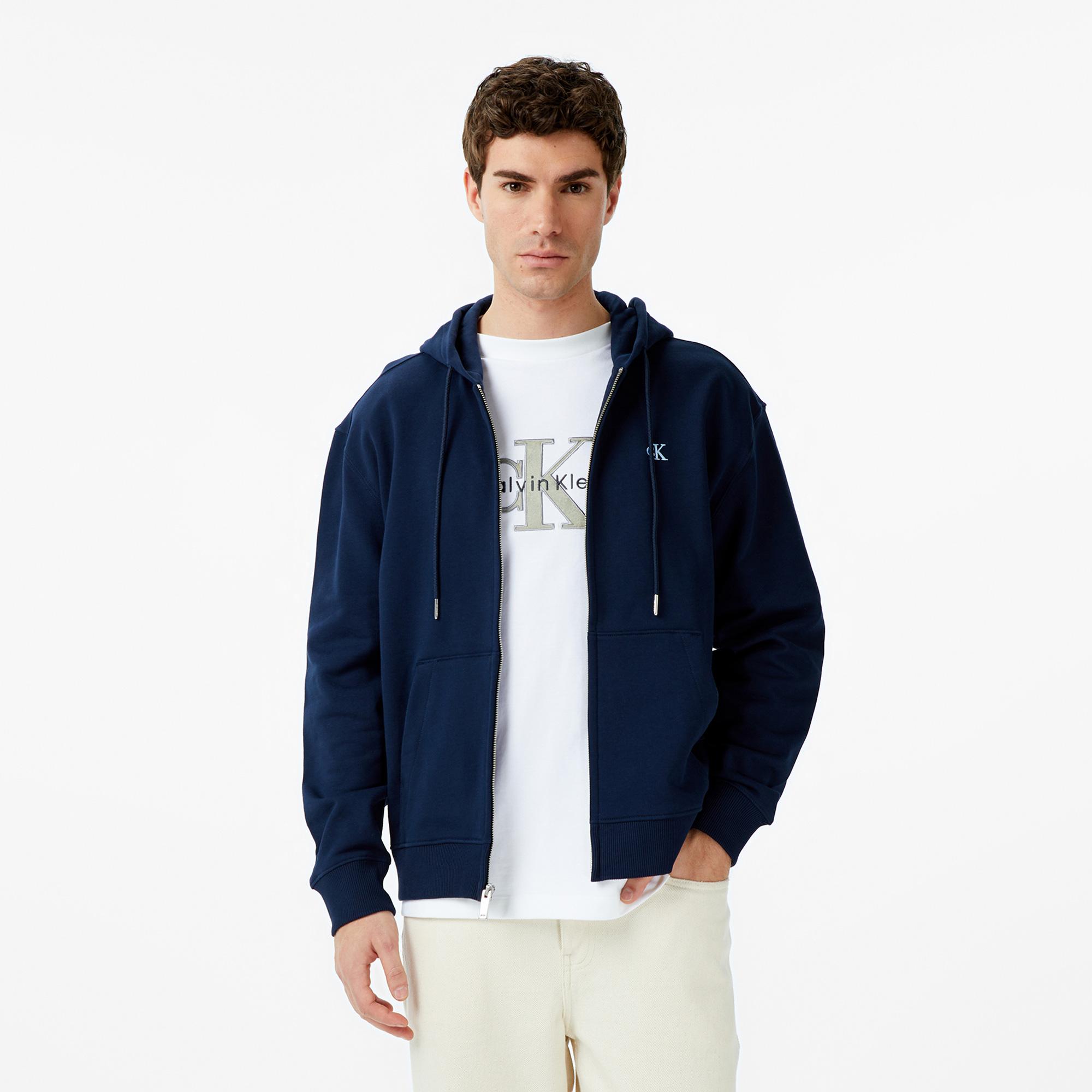 Calvin Klein Terry Monogram Erkek Mavi Sweatshirt