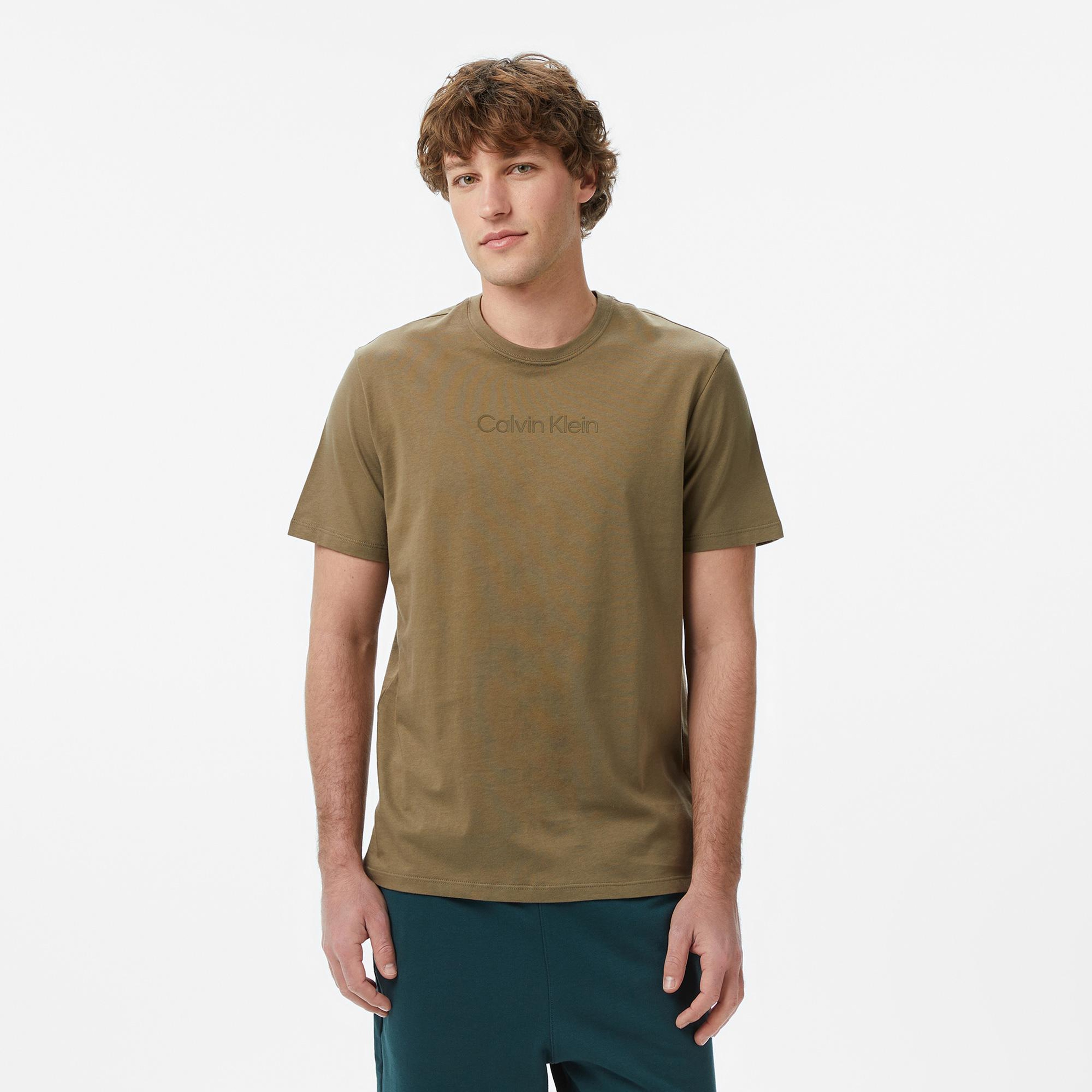 Calvin Klein Standard Logo 30S Crewnk  Erkek Sarı T-Shirt