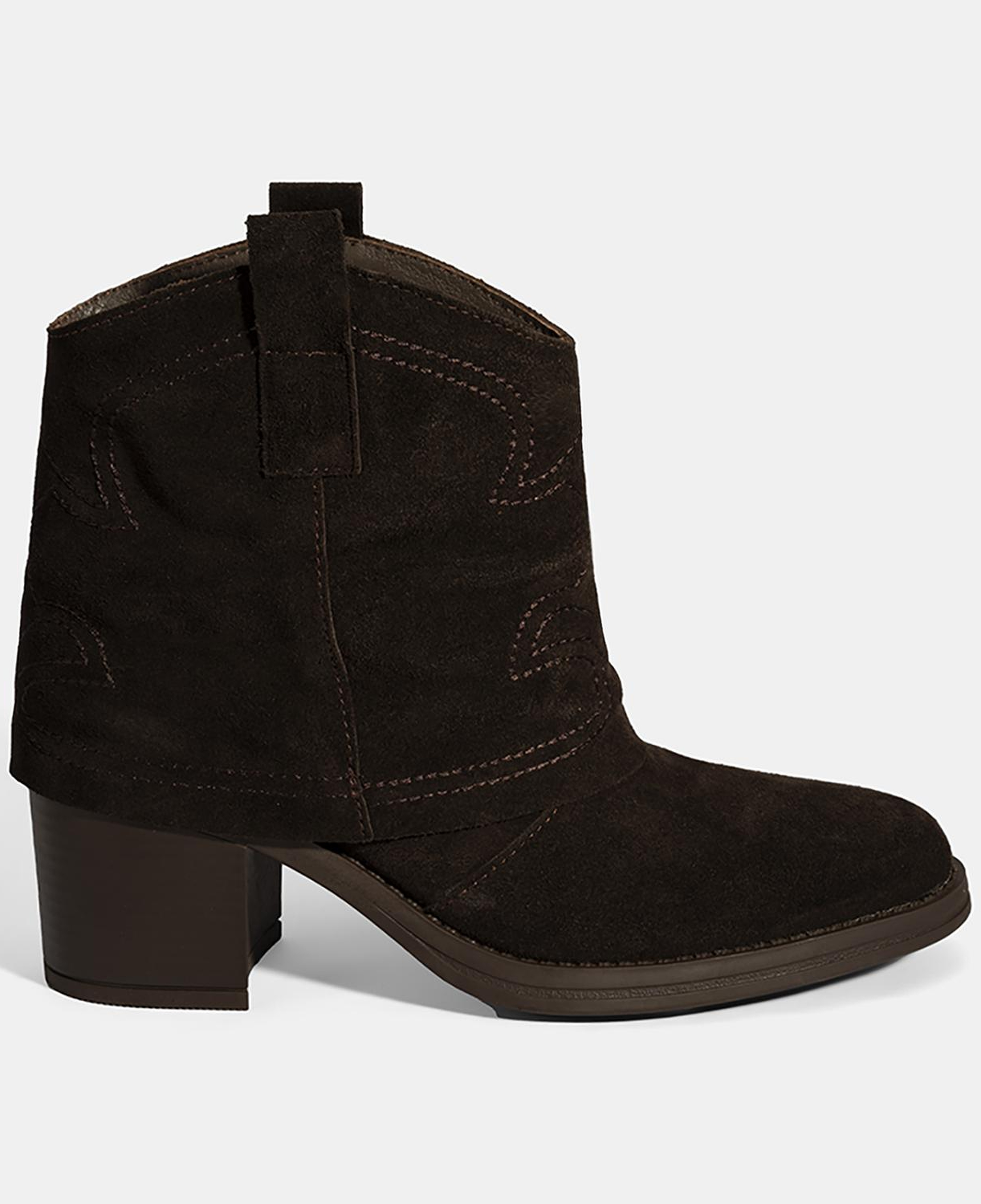 Kadın Kahve İşleme Detaylı Kalın Topuklu Bot