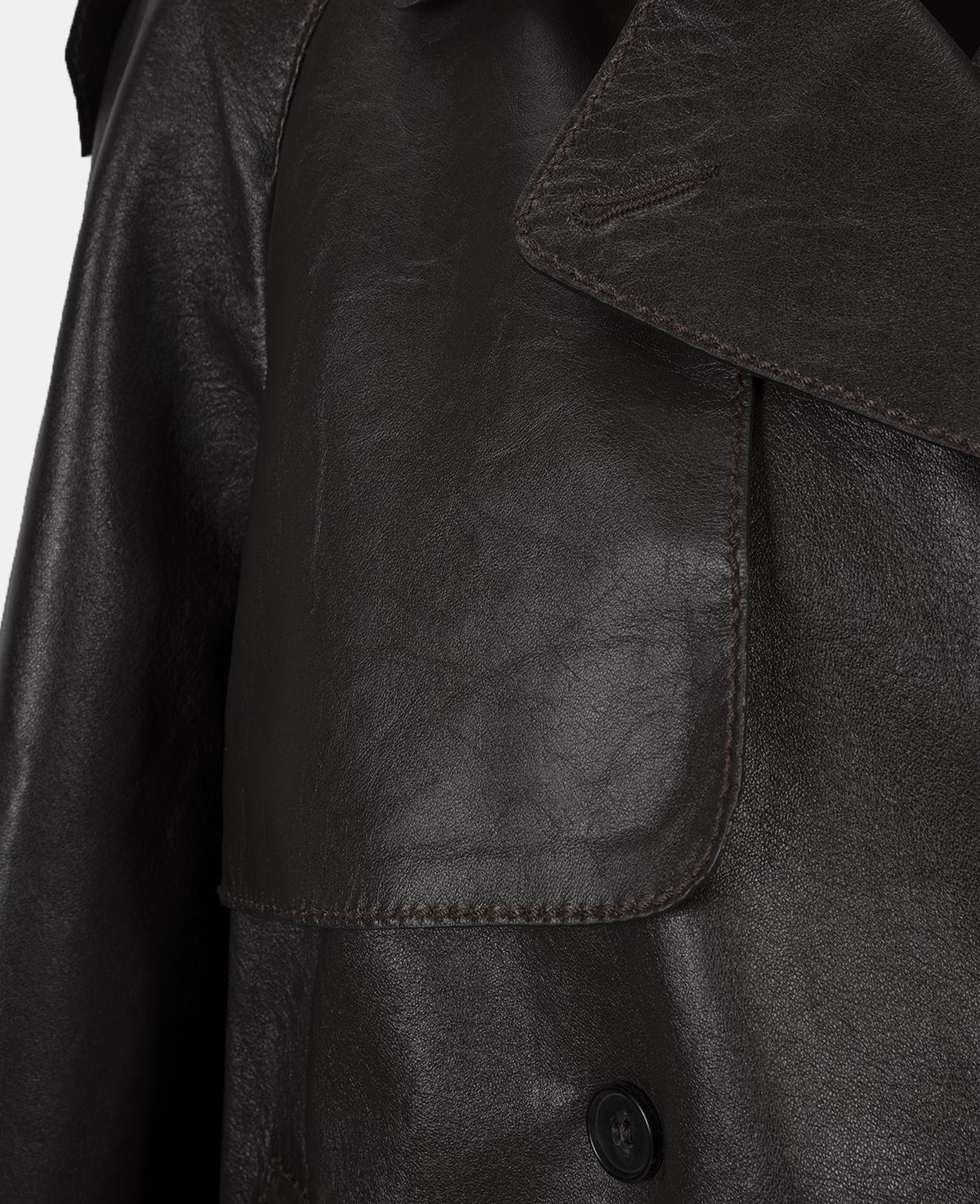 Amadika Kahve Kadın Deri Trençkot