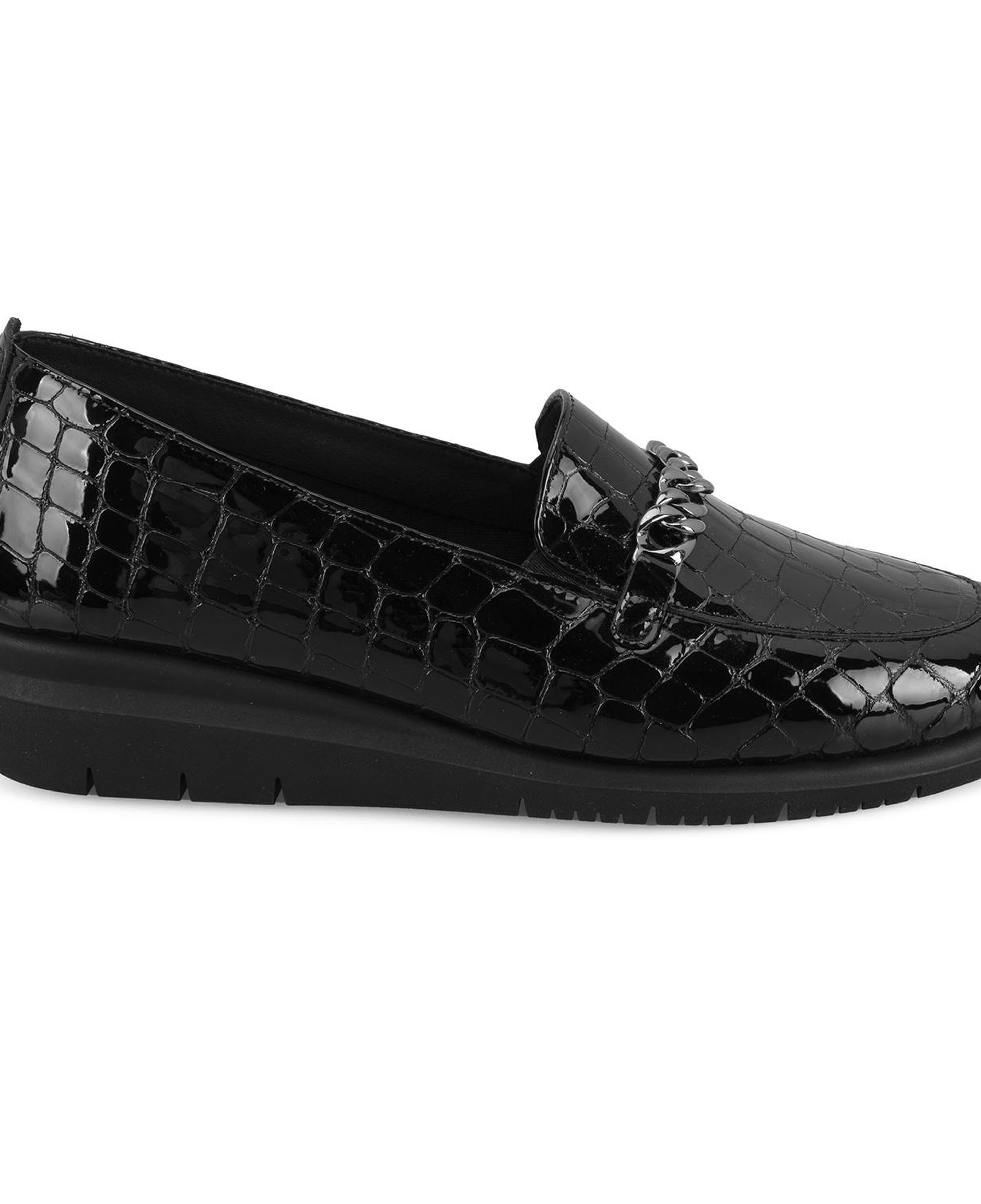 Kadın Siyah DesaComfort Kroko Baskılı Deri Günlük Ayakkabı