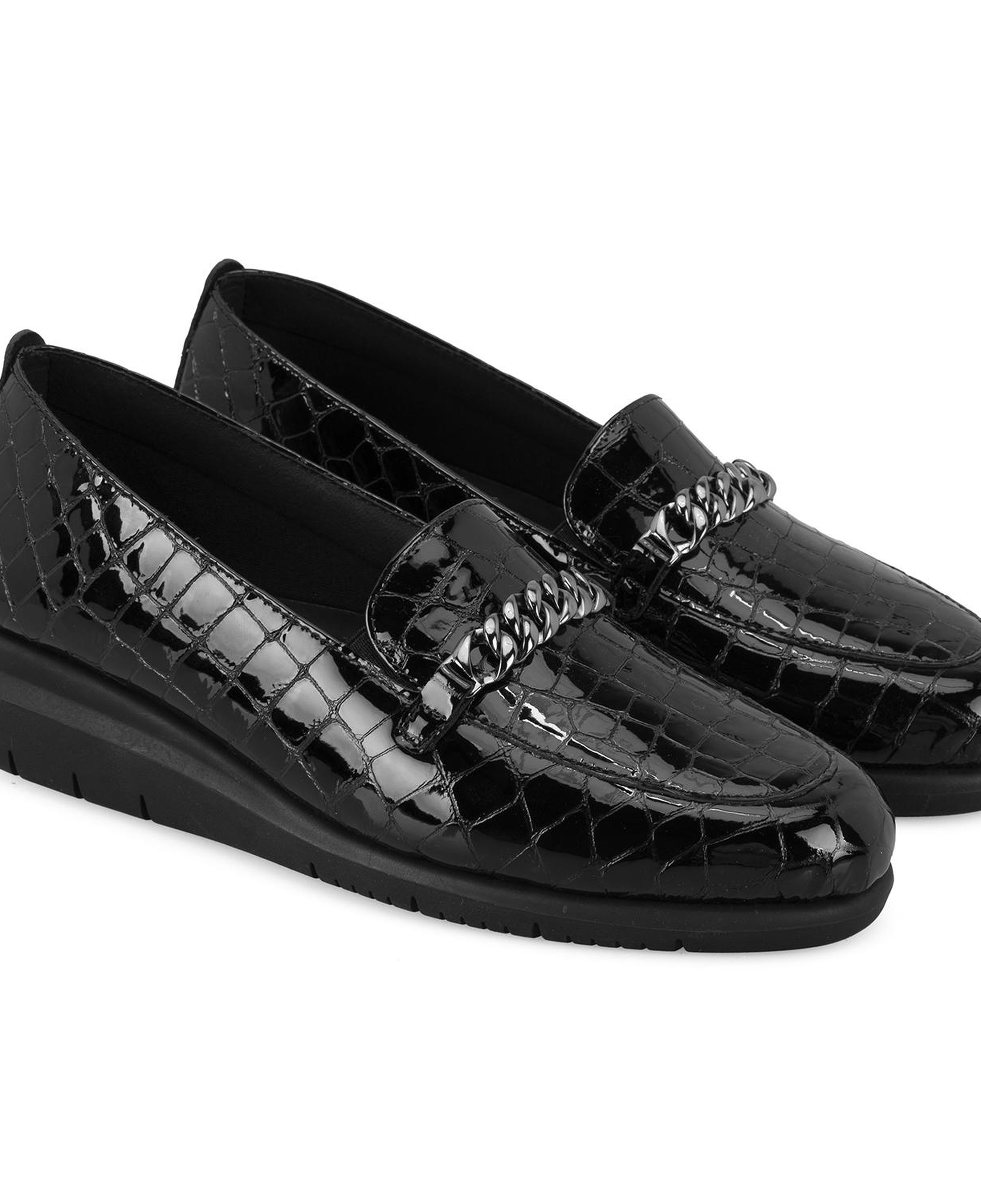 Kadın Siyah DesaComfort Kroko Baskılı Deri Günlük Ayakkabı