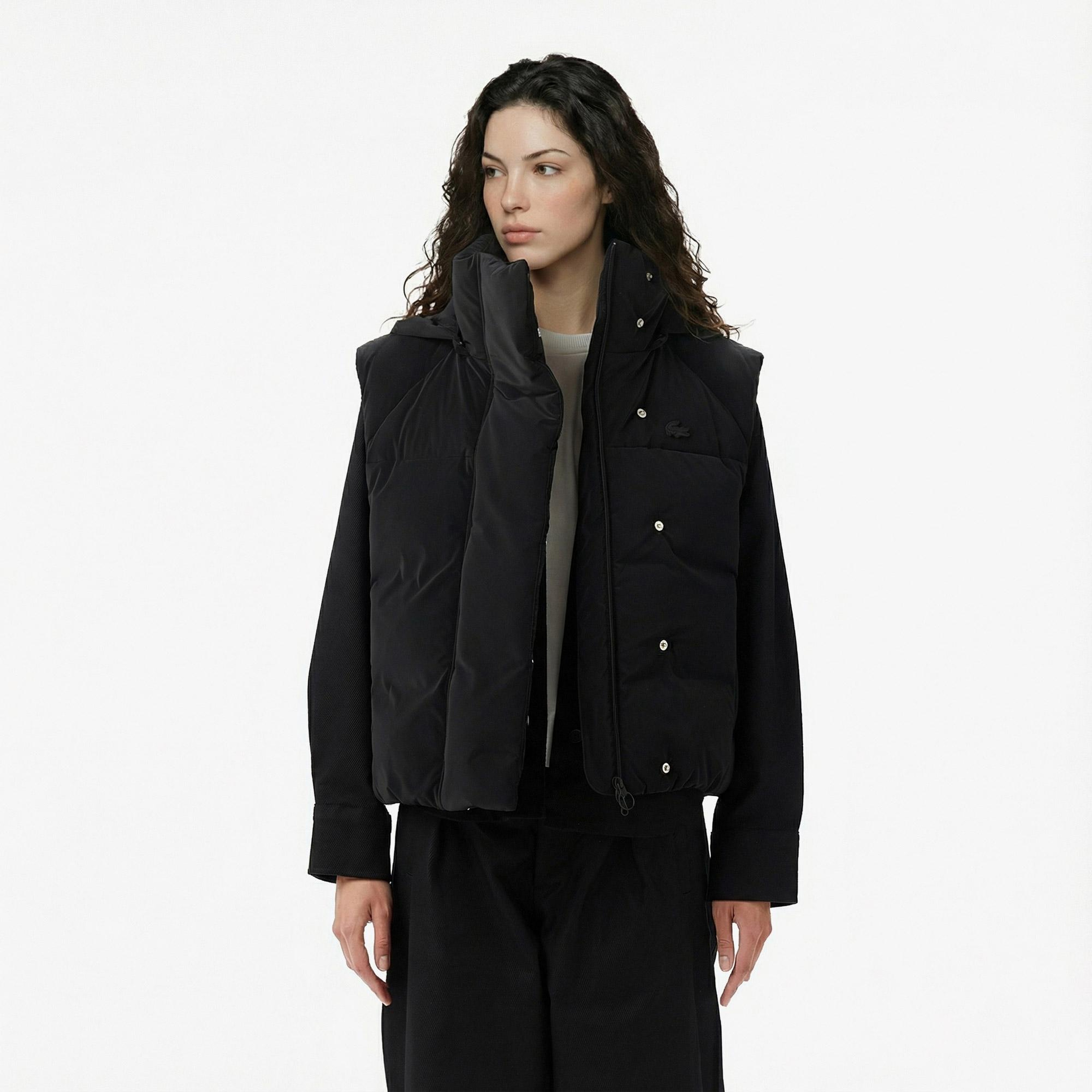 Lacoste Kadın Kapüşonlu Siyah Yelek