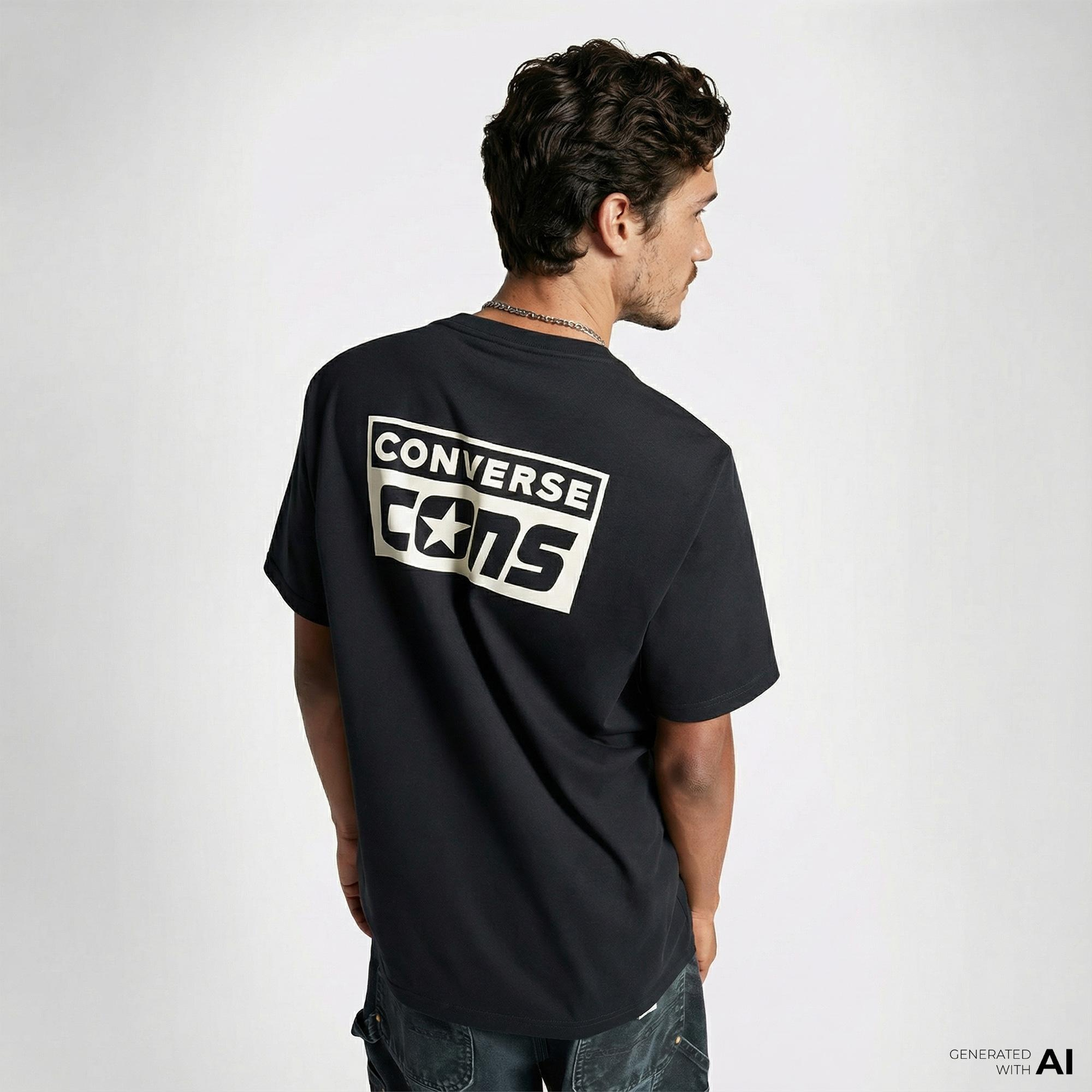 Converse Grafik Baskılı Erkek Siyah T-Shirt