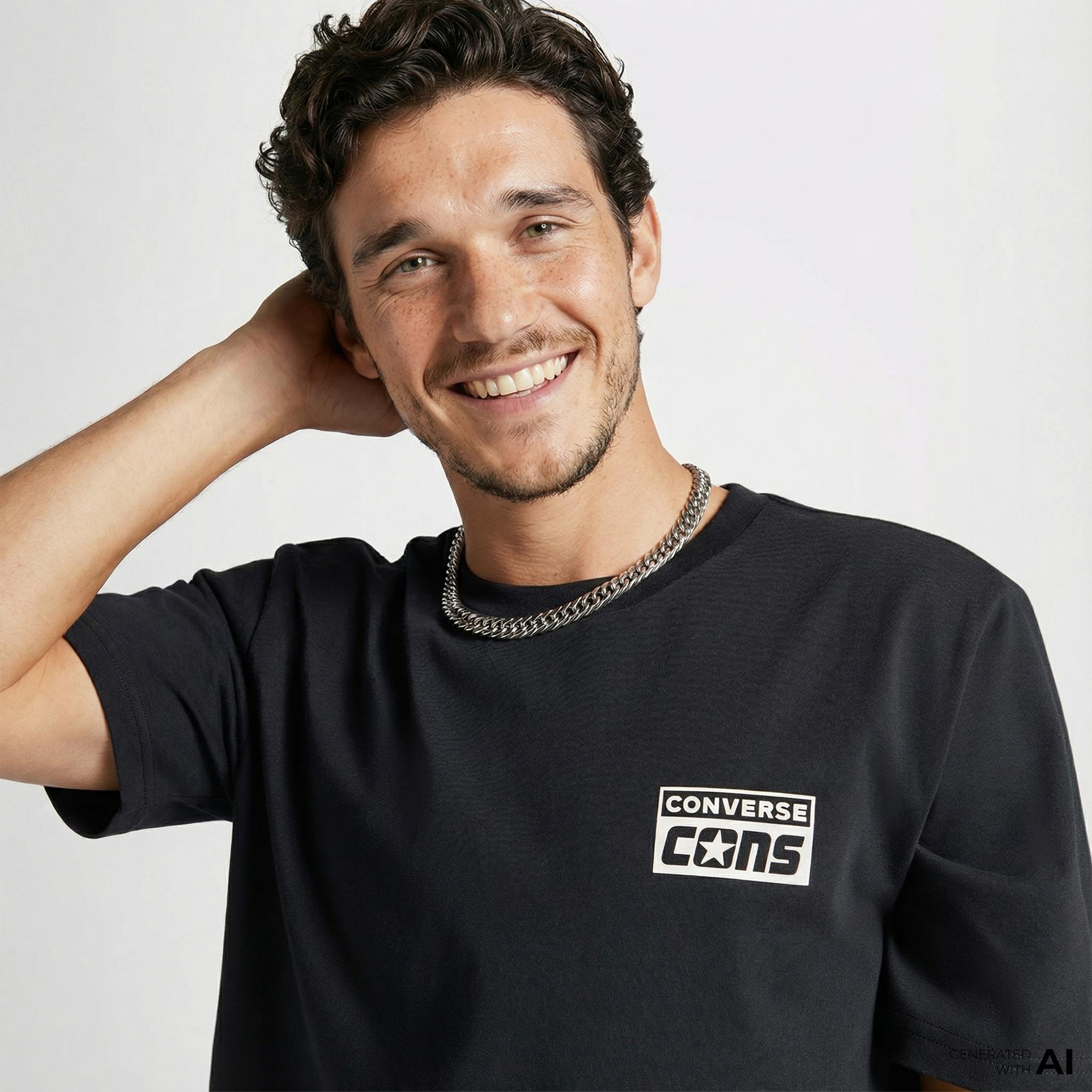 Converse Grafik Baskılı Erkek Siyah T-Shirt