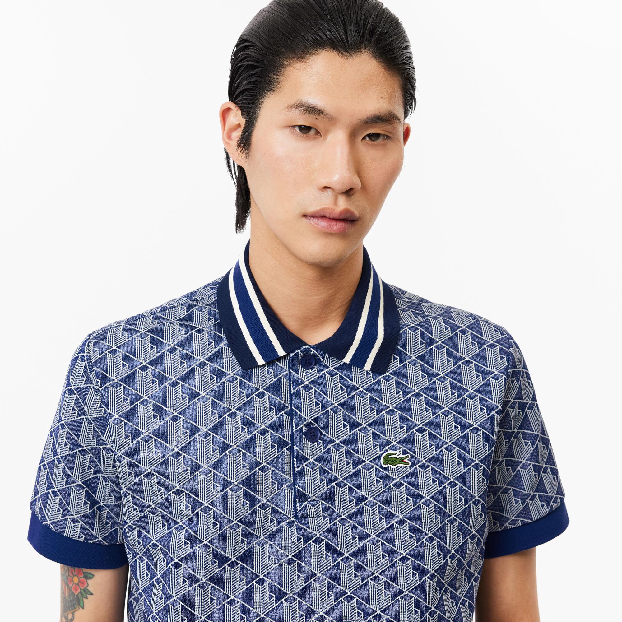 Lacoste Erkek Classic Fit Monogram Lacivert Polo