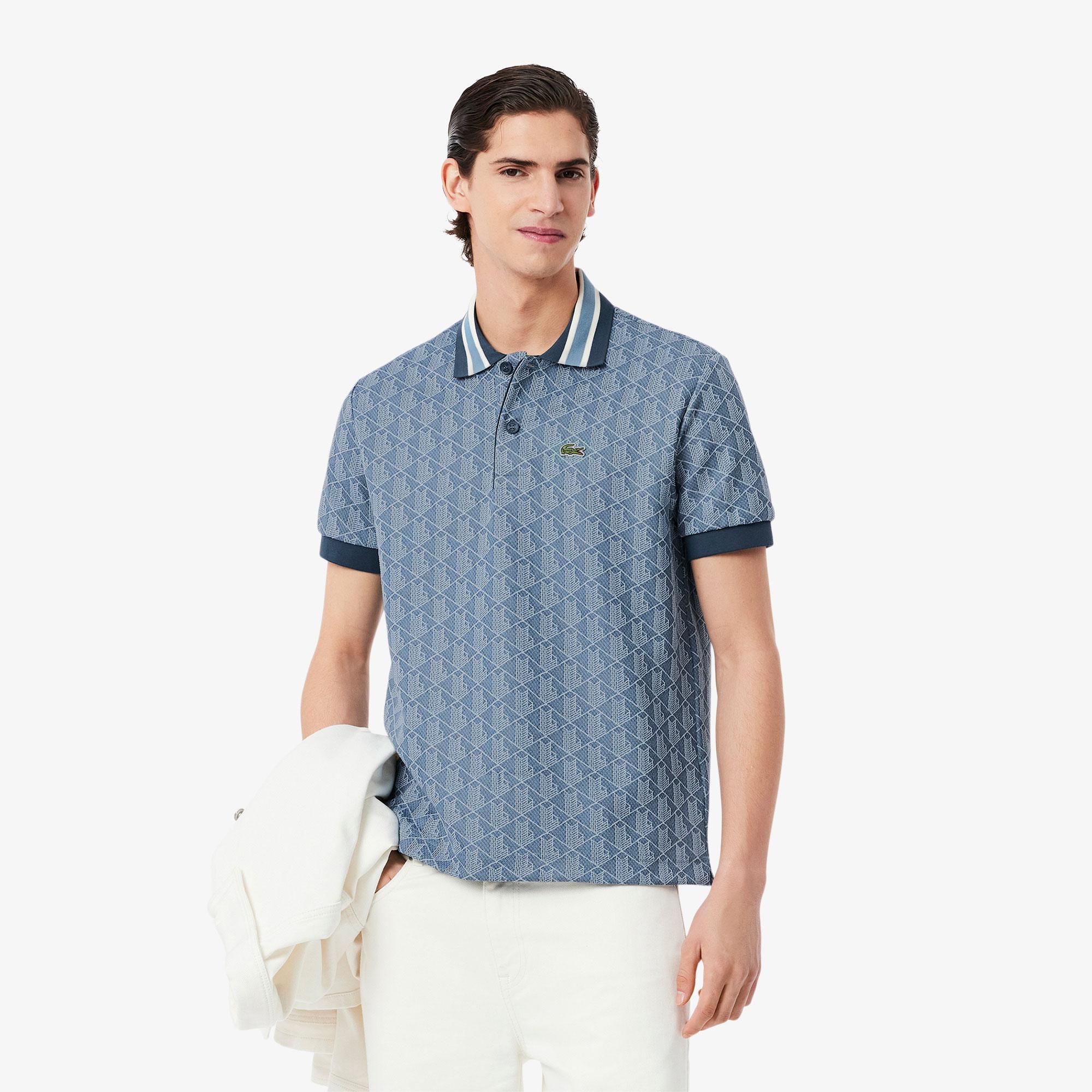Lacoste Erkek Classic Fit Monogram Mavi Polo