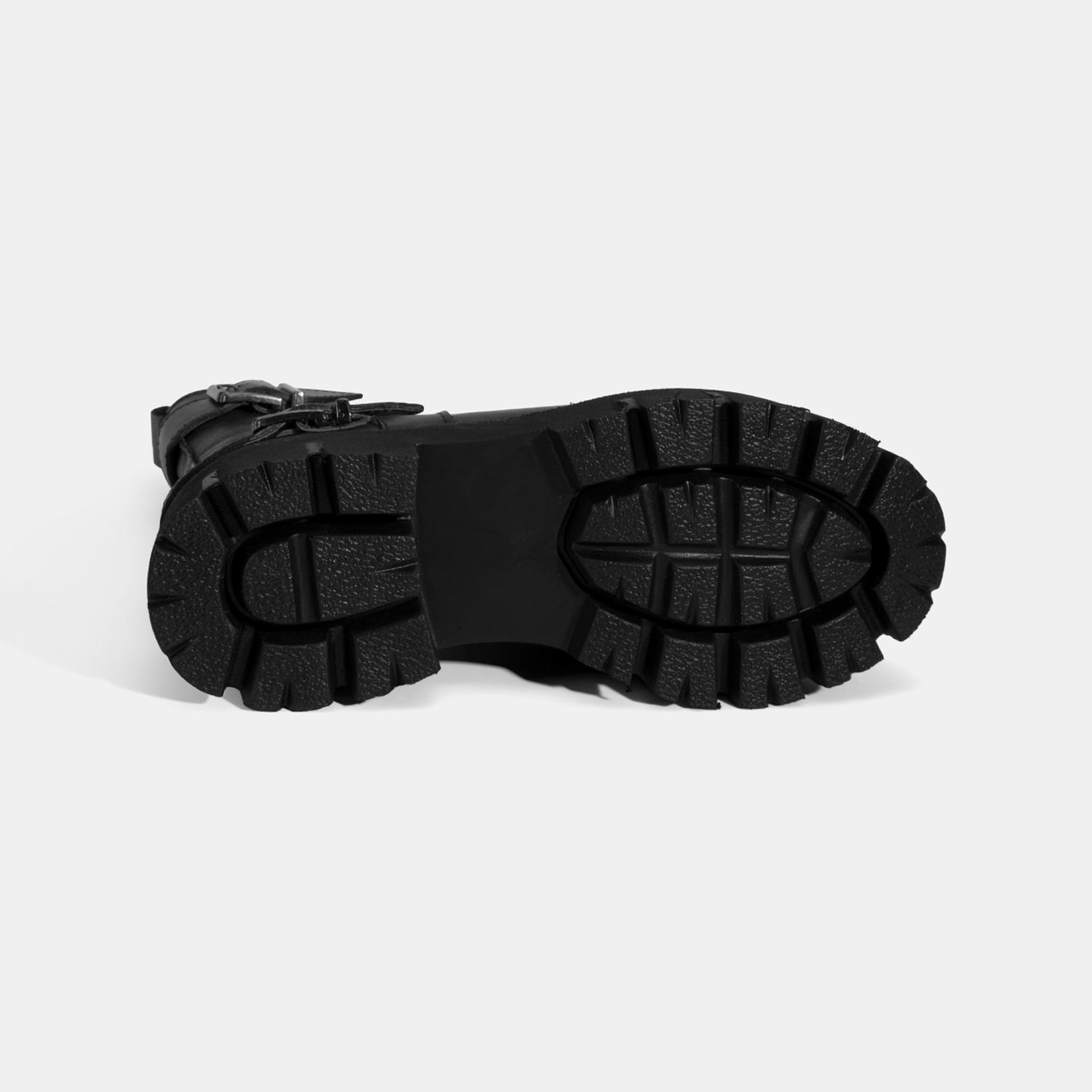 Kadın Siyah Metal Tokalı Deri Bot