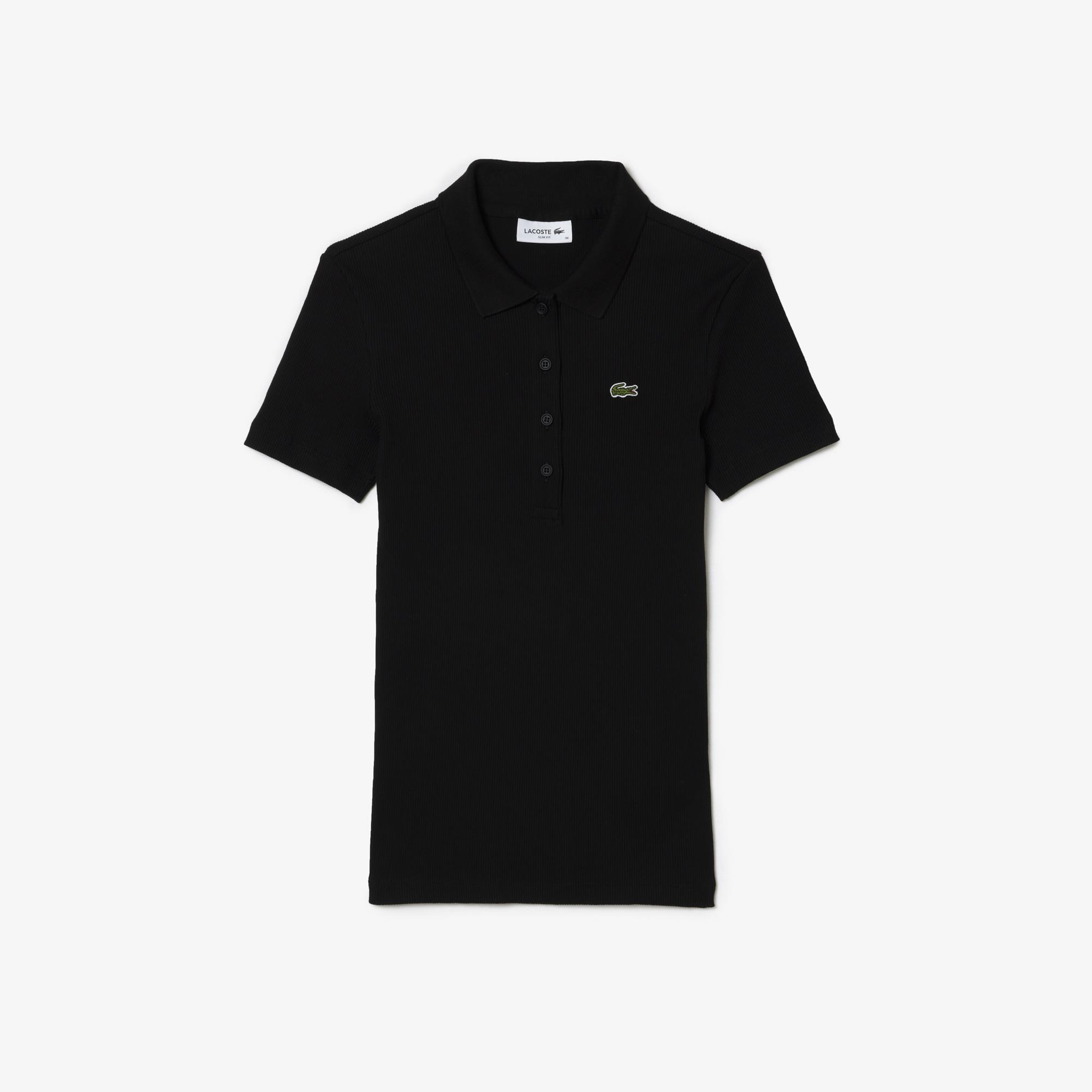 Lacoste L.12.D Kadın Slim Fit Siyah Polo