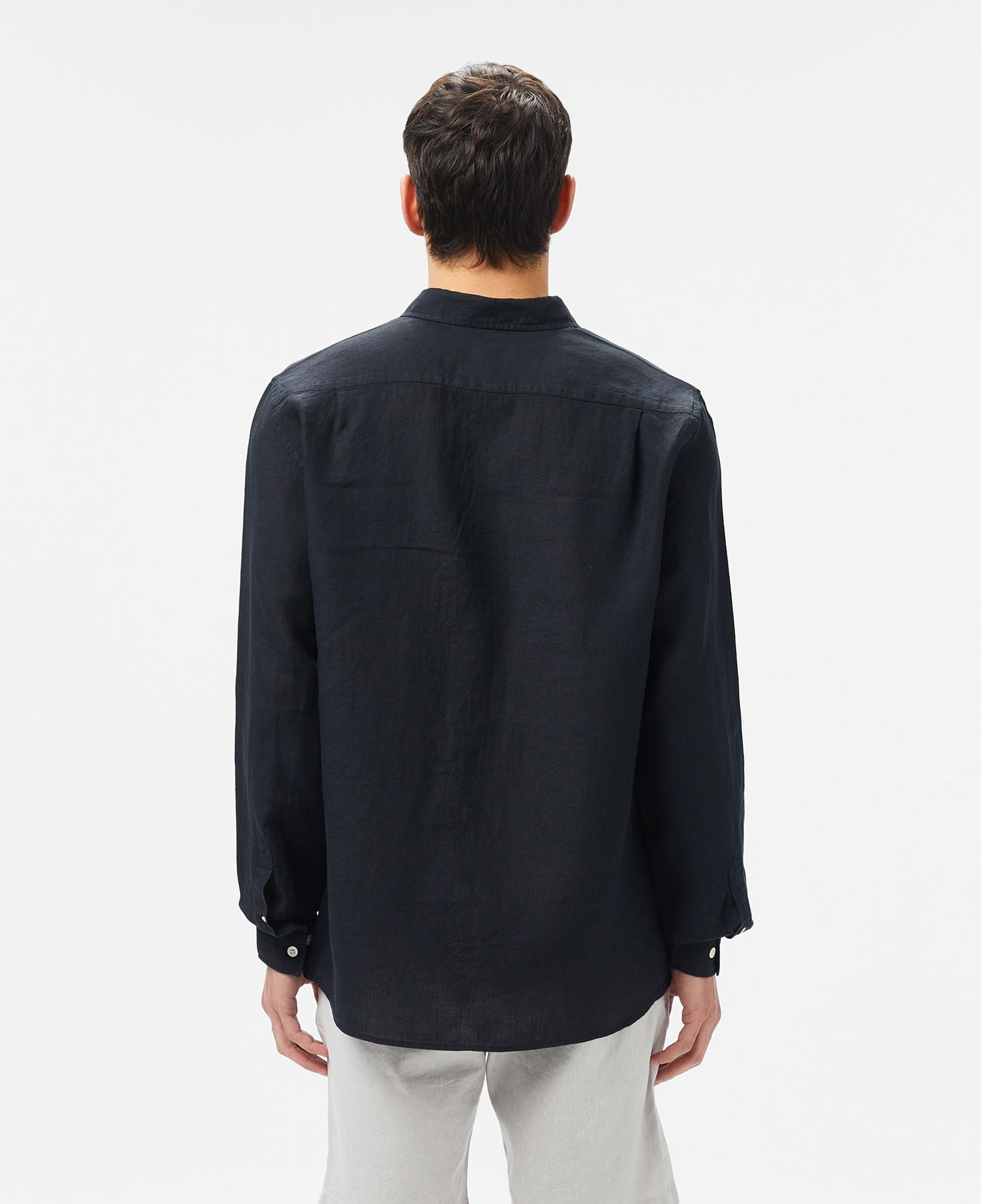 Lacoste Erkek Regular Fit Düğmeli Yaka Keten Siyah Gömlek