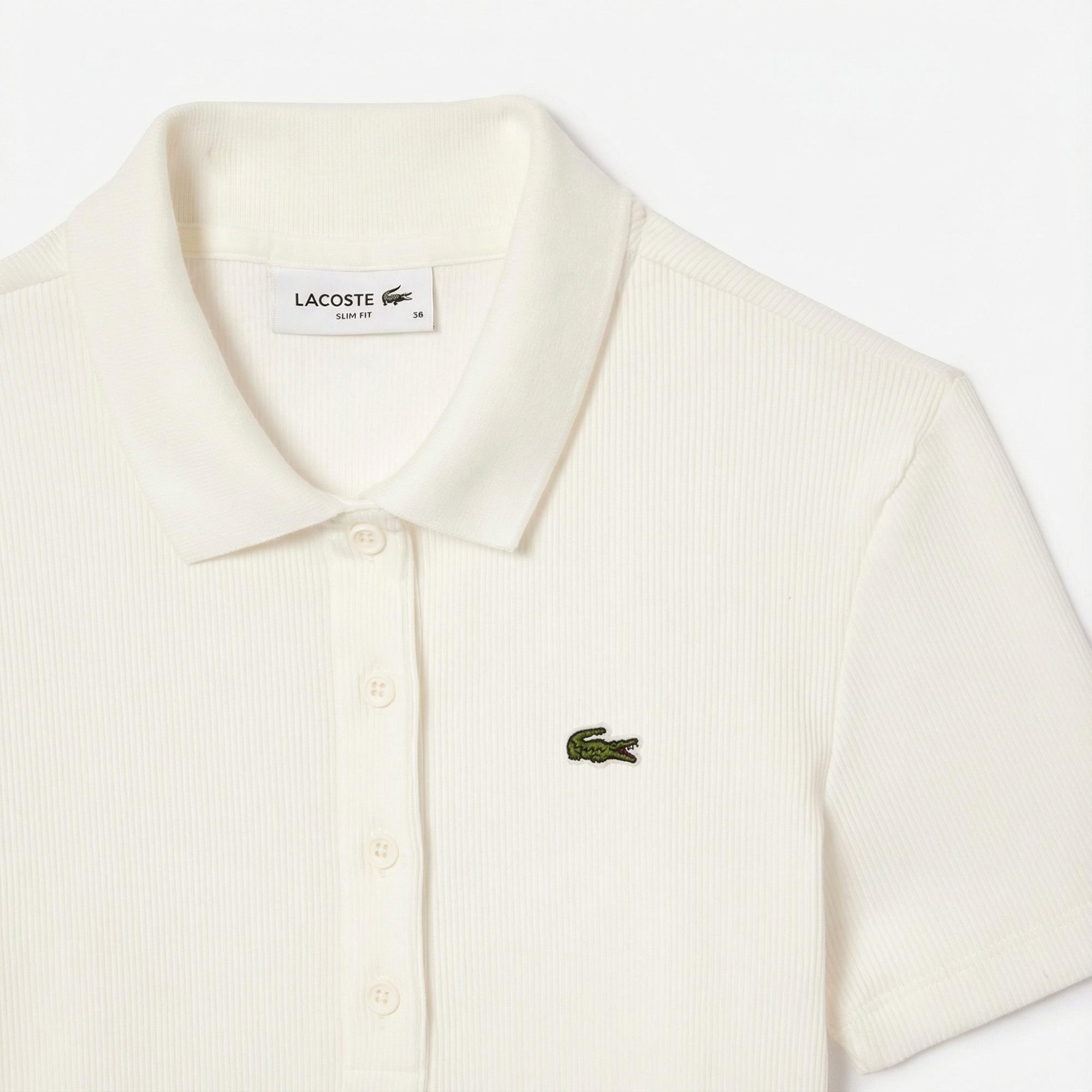 Lacoste L.12.D Kadın Slim Fit Beyaz Polo