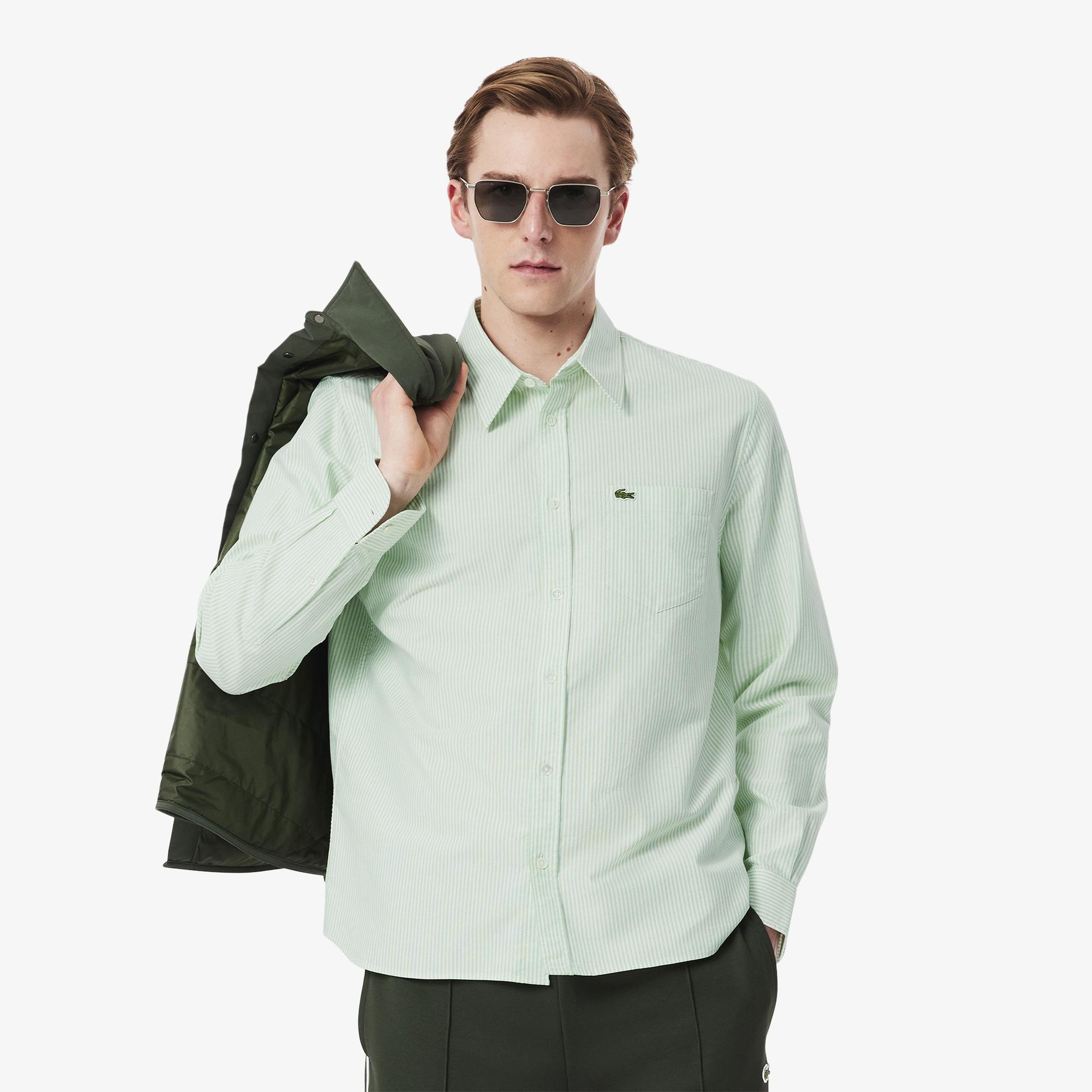 Lacoste Erkek Regular Fit Çizgili Yeşil Gömlek