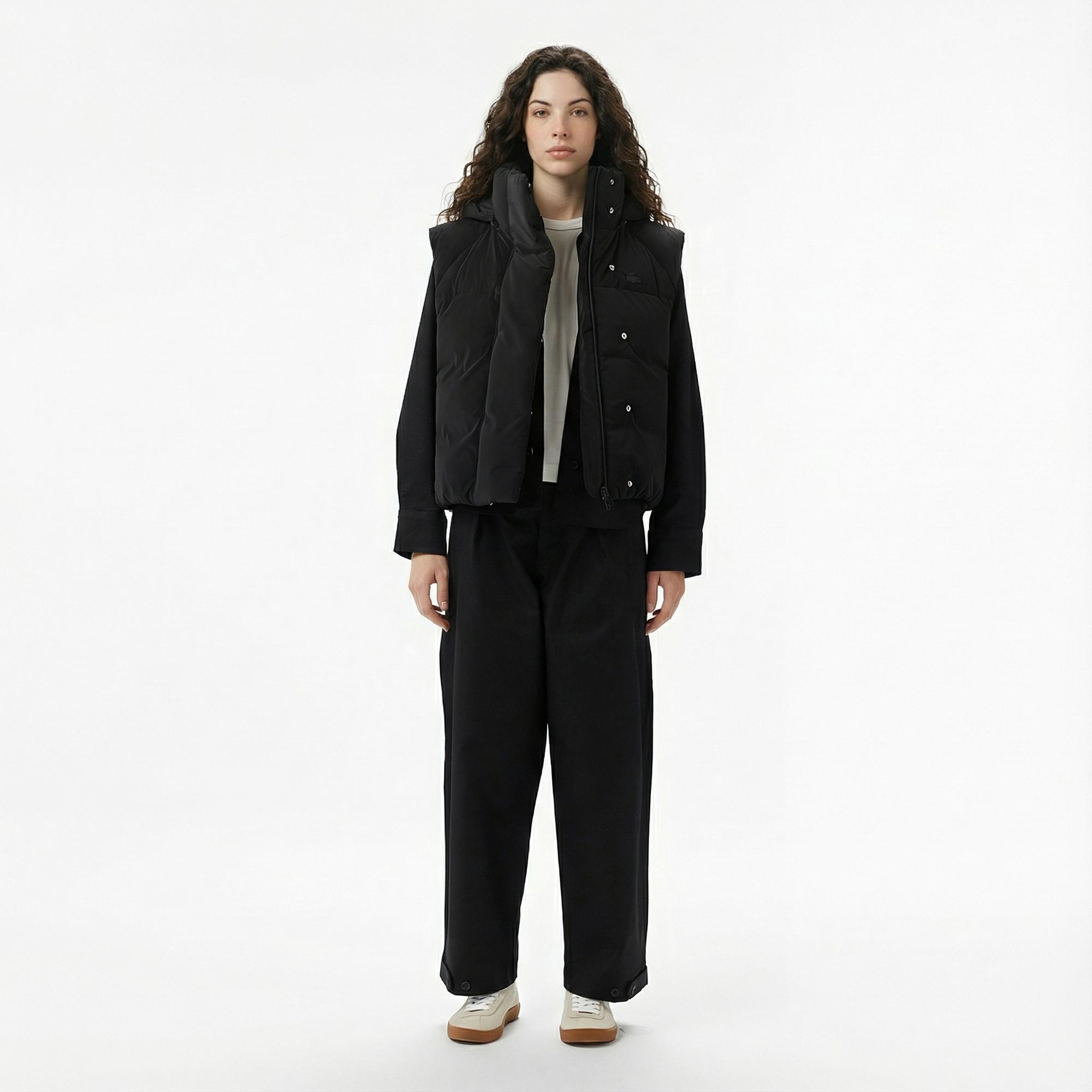 Lacoste Kadın Kapüşonlu Siyah Yelek