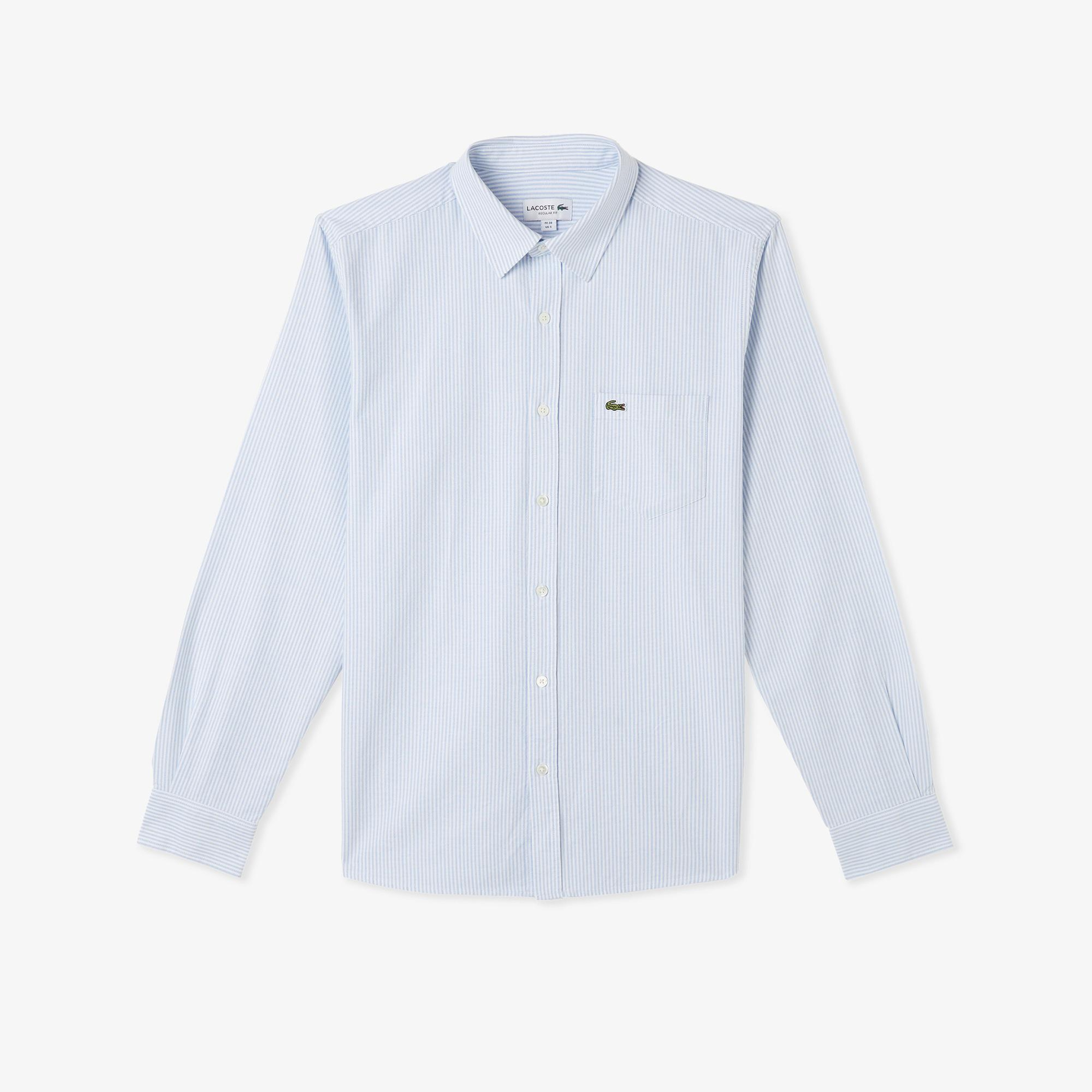 Lacoste Erkek Regular Fit Çizgili Açık Mavi Gömlek