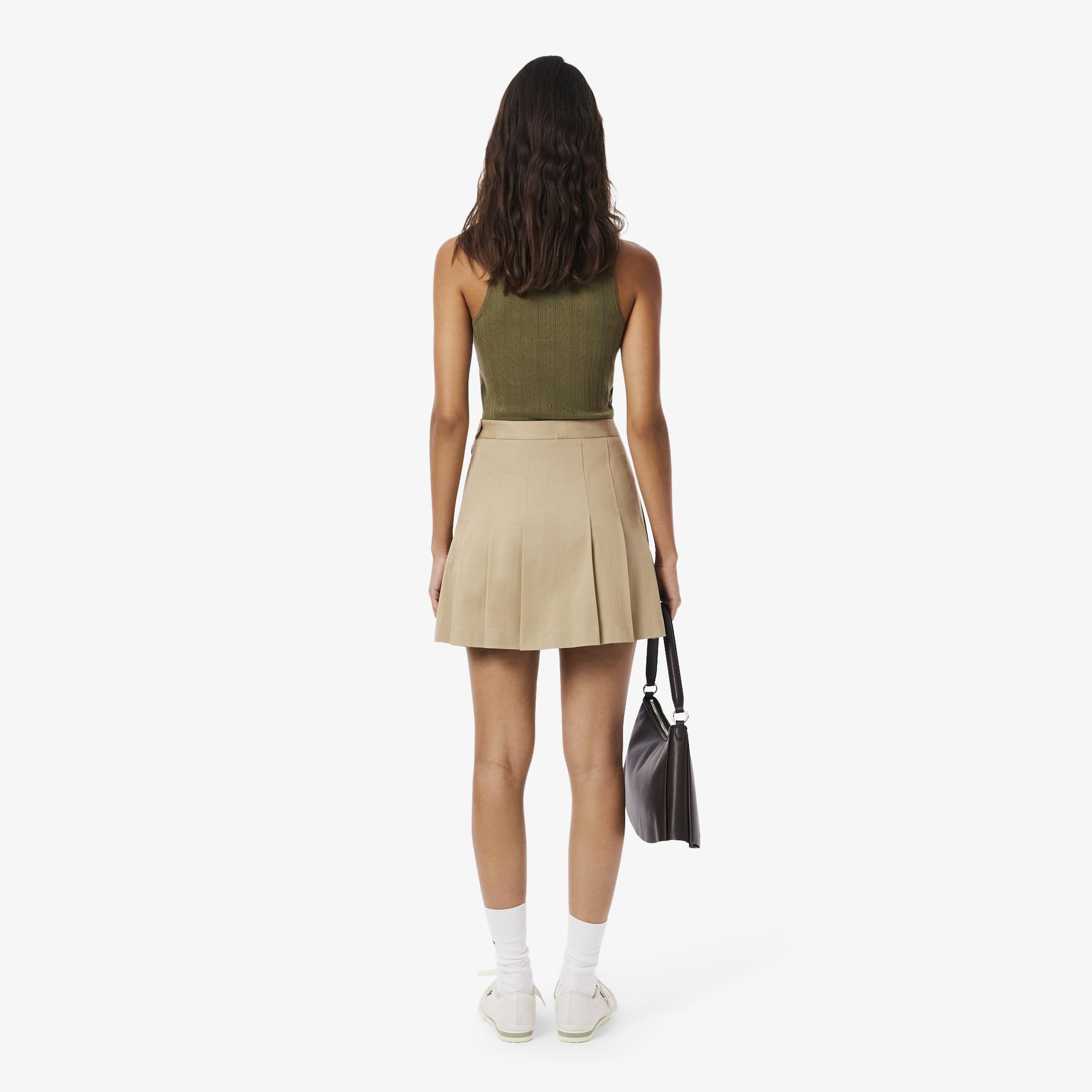 Lacoste Kadın Flare Fit Bej Etek