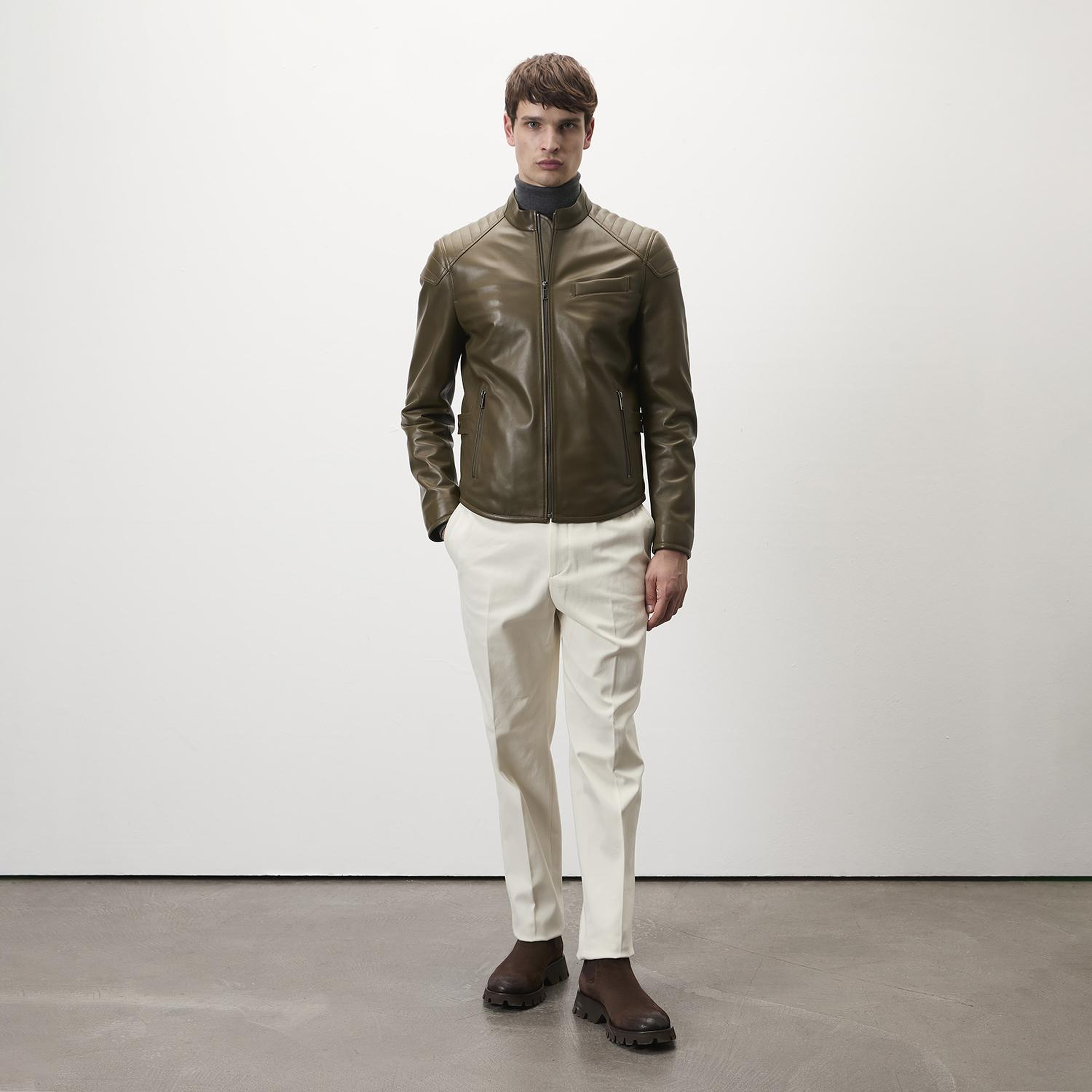 Dugan Yeşil Erkek Deri Mont