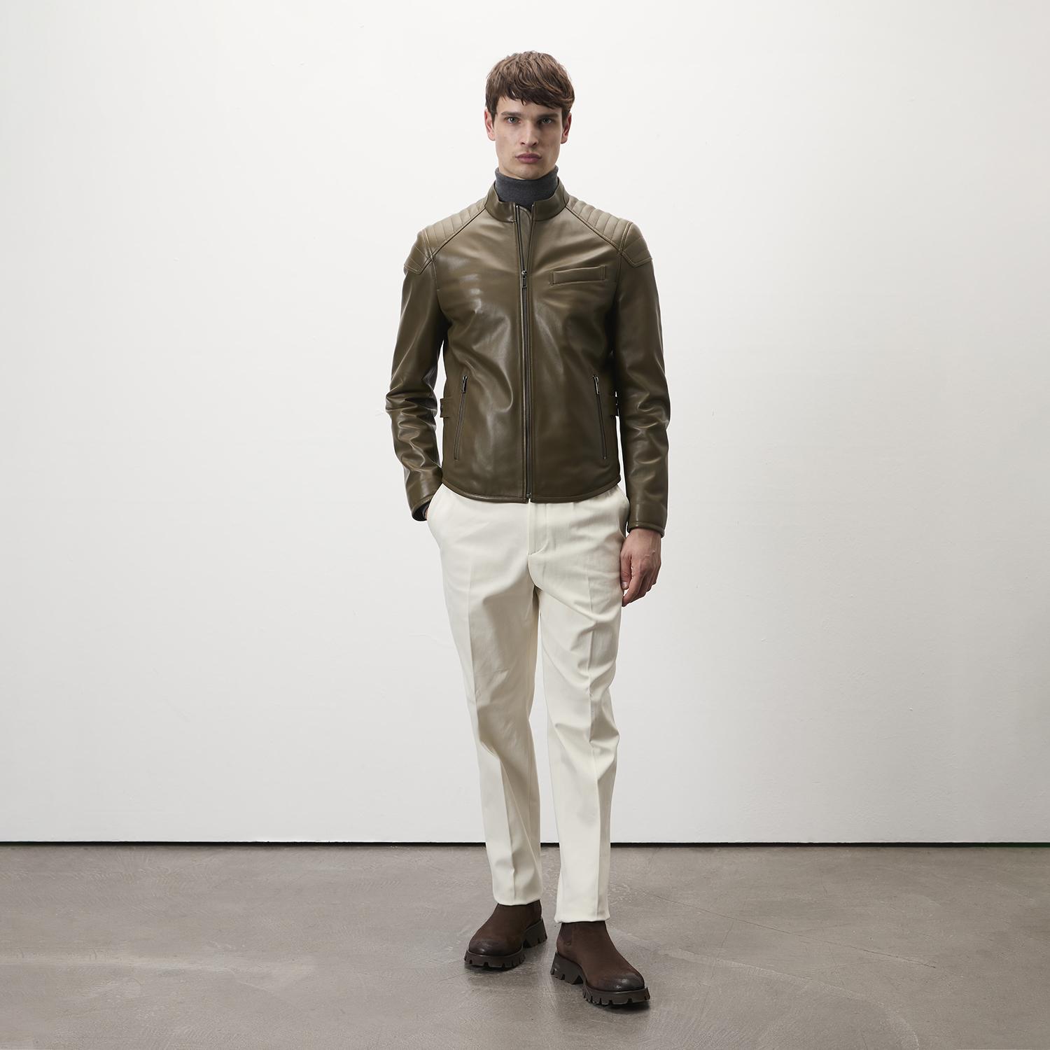 Dugan Yeşil Erkek Deri Mont