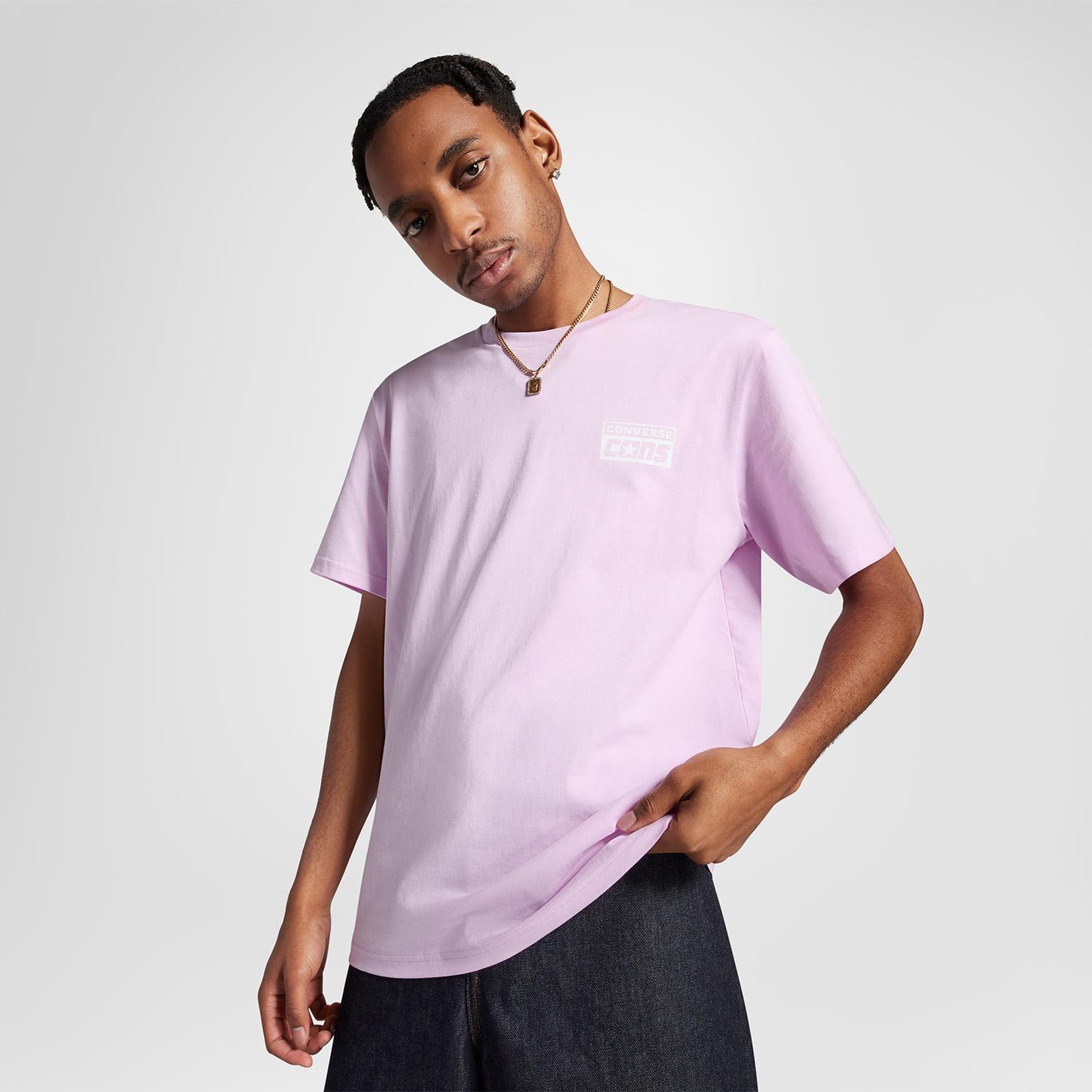 Converse Grafik Baskılı Erkek Lila T-Shirt