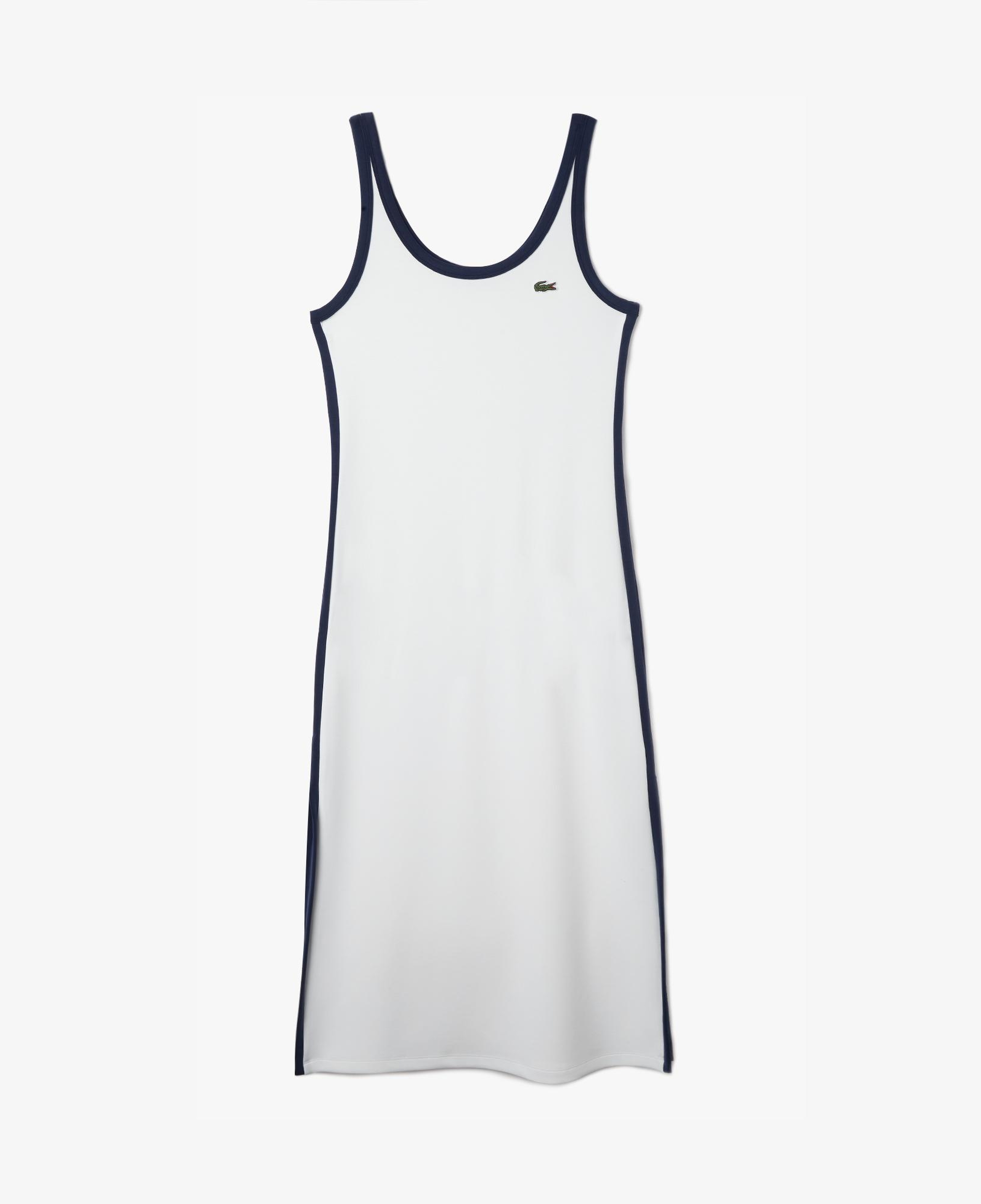 Lacoste Kadın Slim Fit Kolsuz Bisiklet Yaka Renk Bloklu Beyaz Elbise