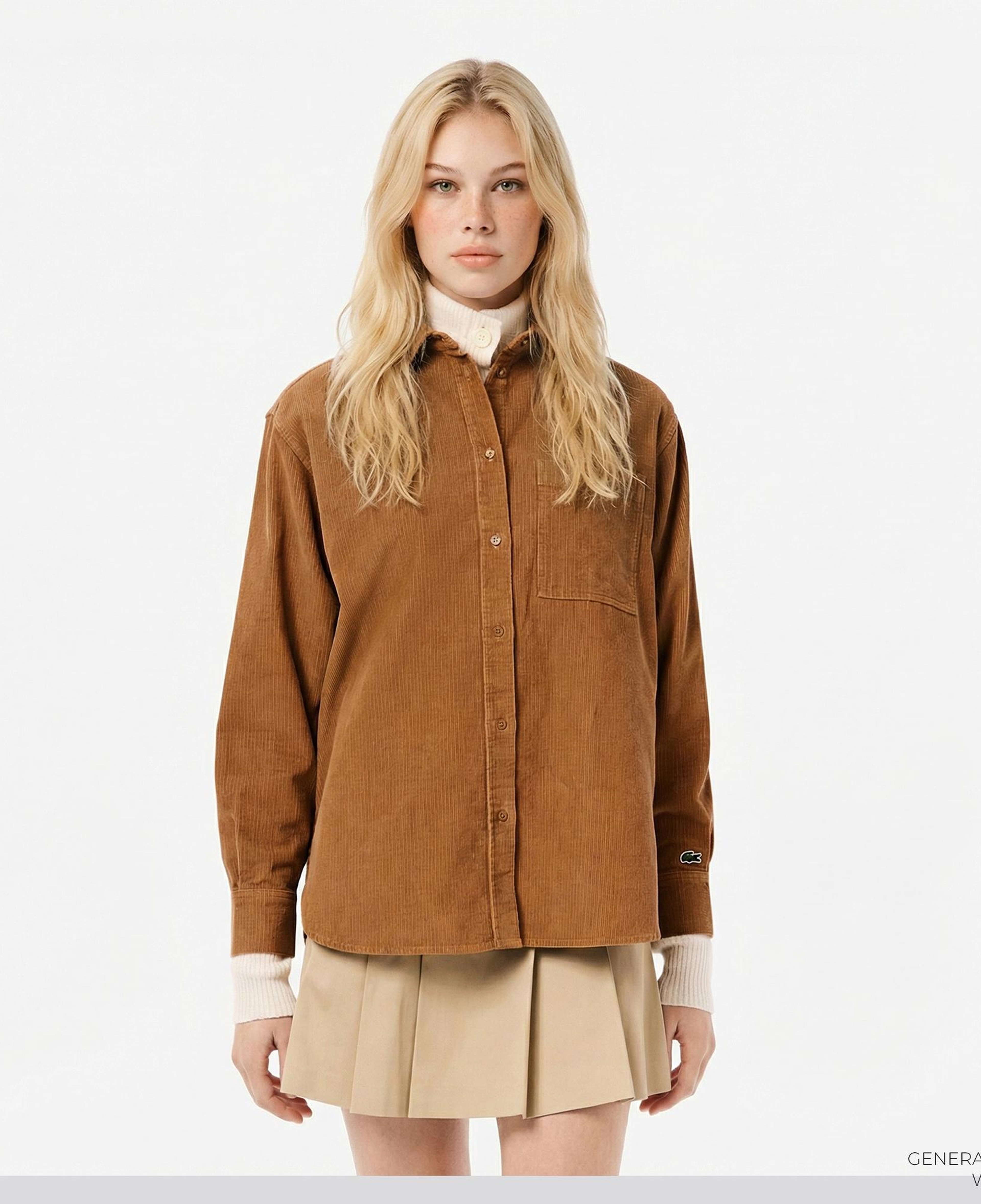 Lacoste Kadın Oversize Fit Kahverengi Gömlek