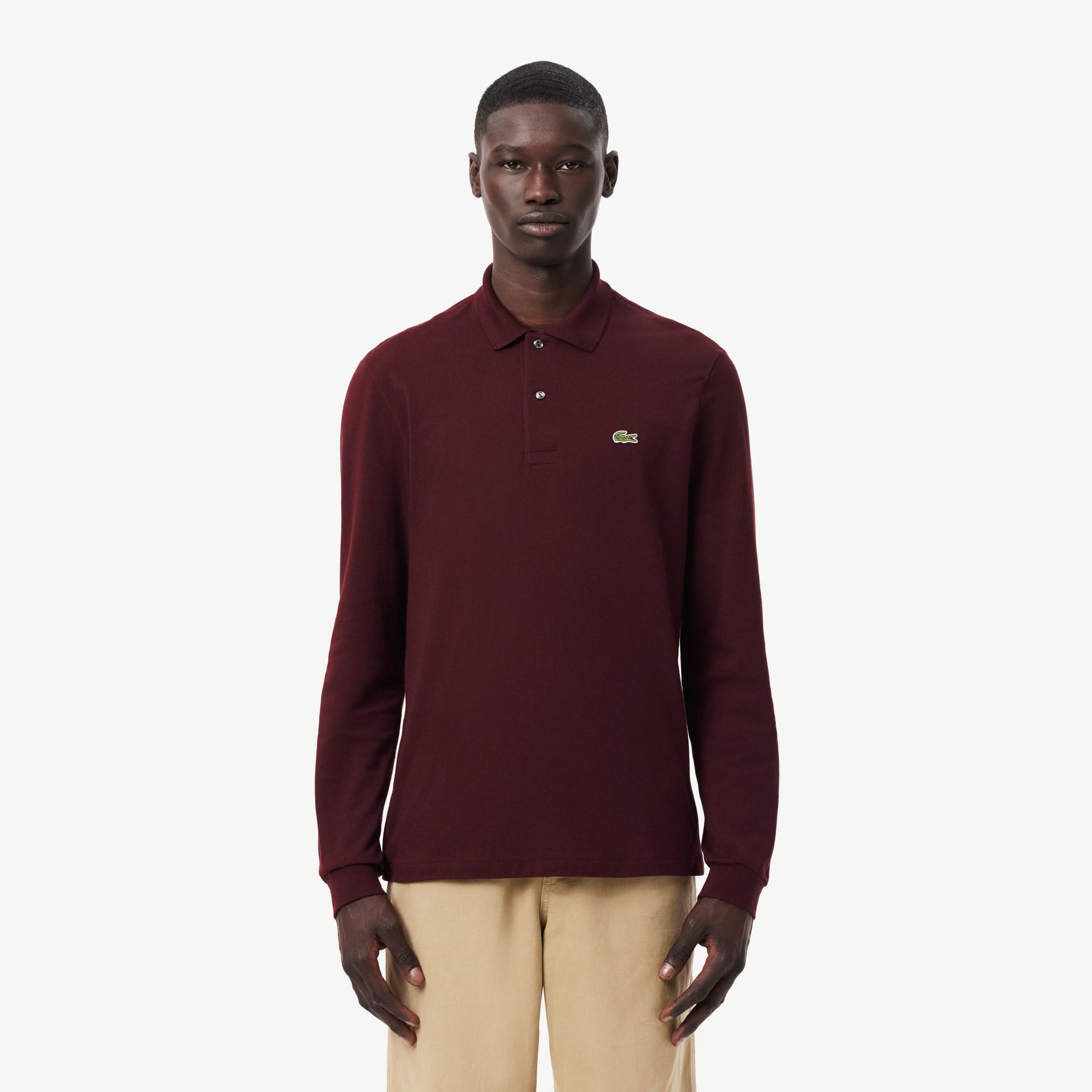 Lacoste L.12.12 Erkek Classic Fit Uzun Kollu Bordo Polo