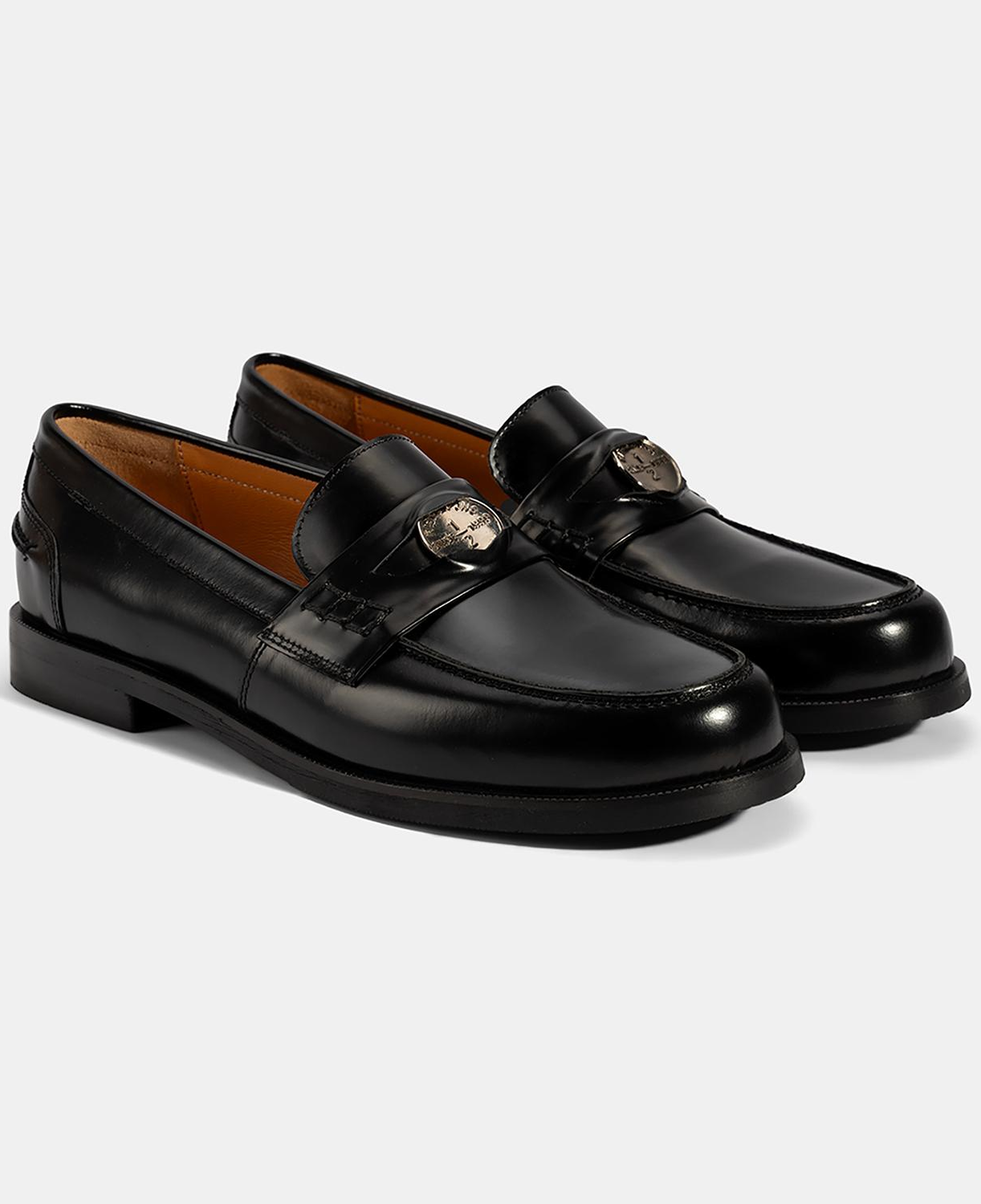 Kadın Siyah Metal Toka Detaylı Deri Loafer