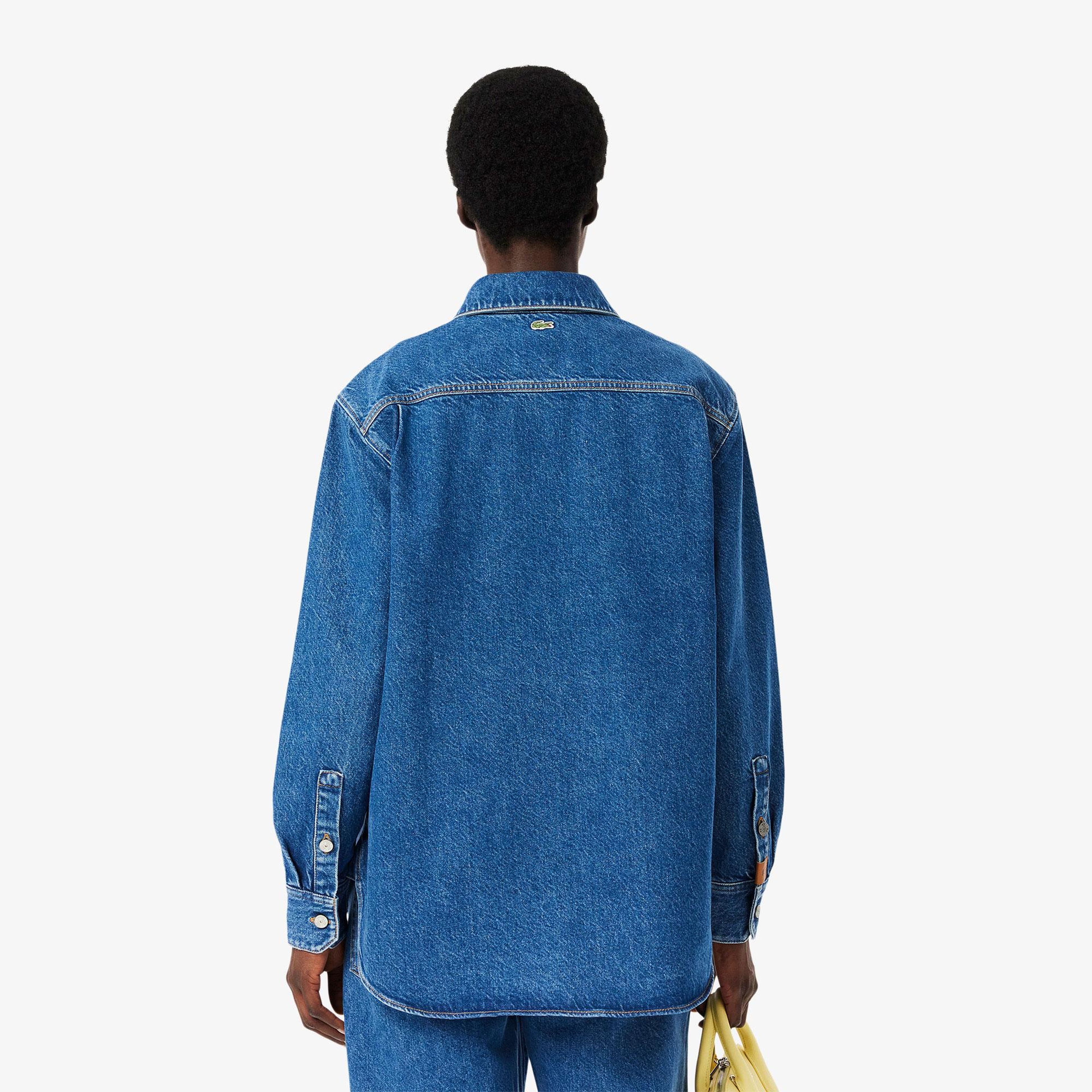 Lacoste Kadın Relaxed Fit Denim Lacivert Ceket