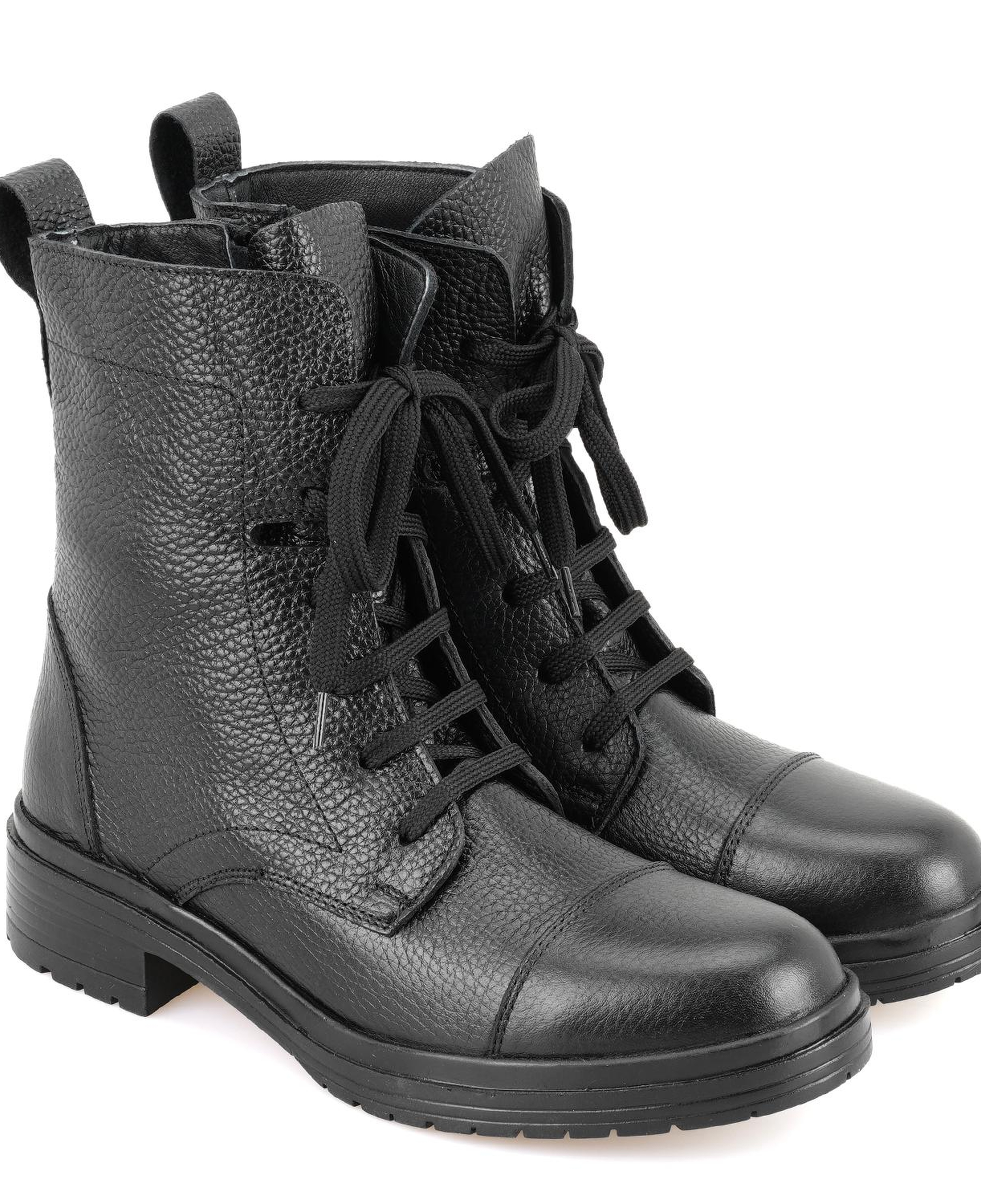 Kadın Siyah Fermuarlı Deri Bot