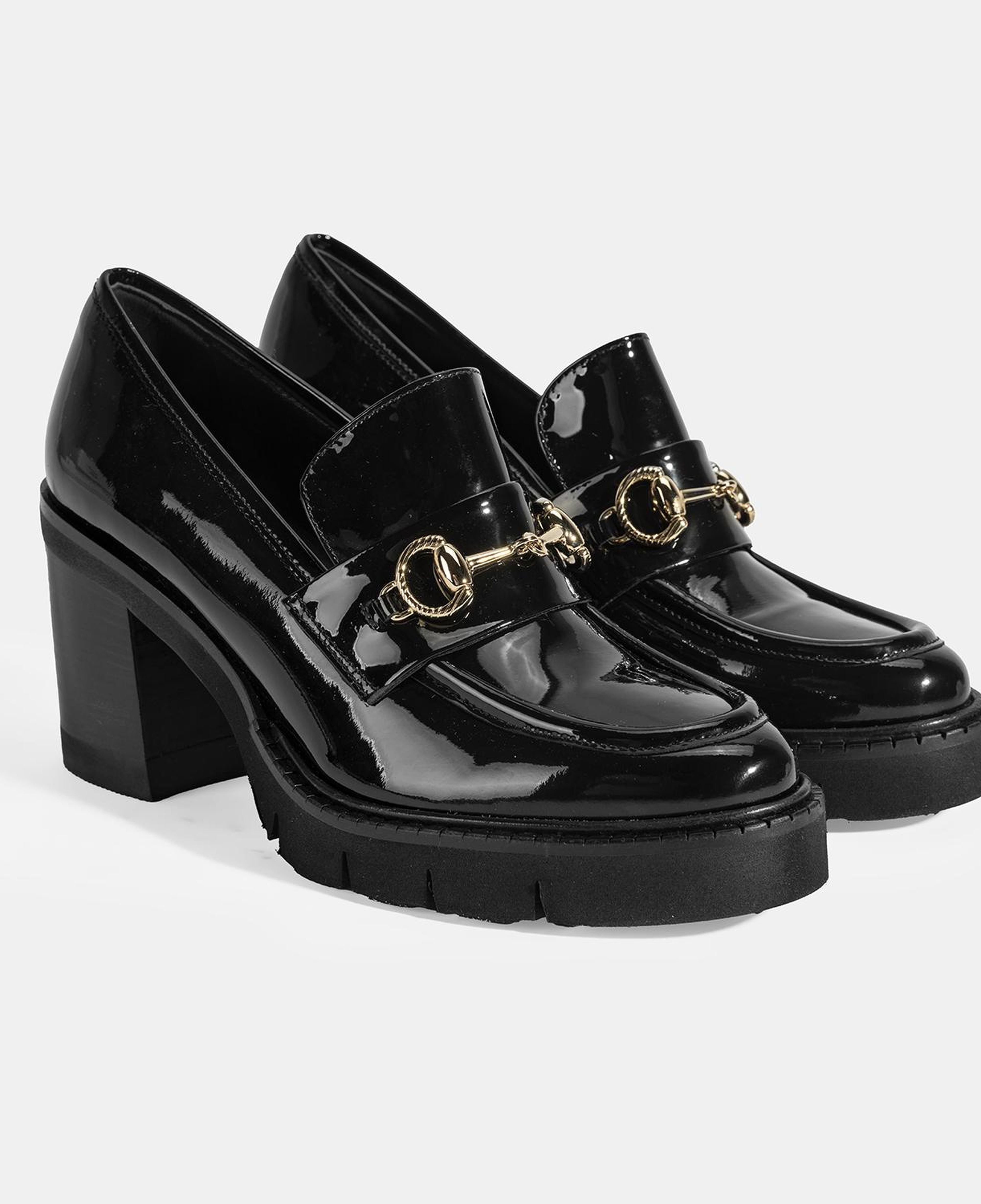 Luca Grossi Kadın Siyah Toka Detaylı Topuklu Rugan Loafer