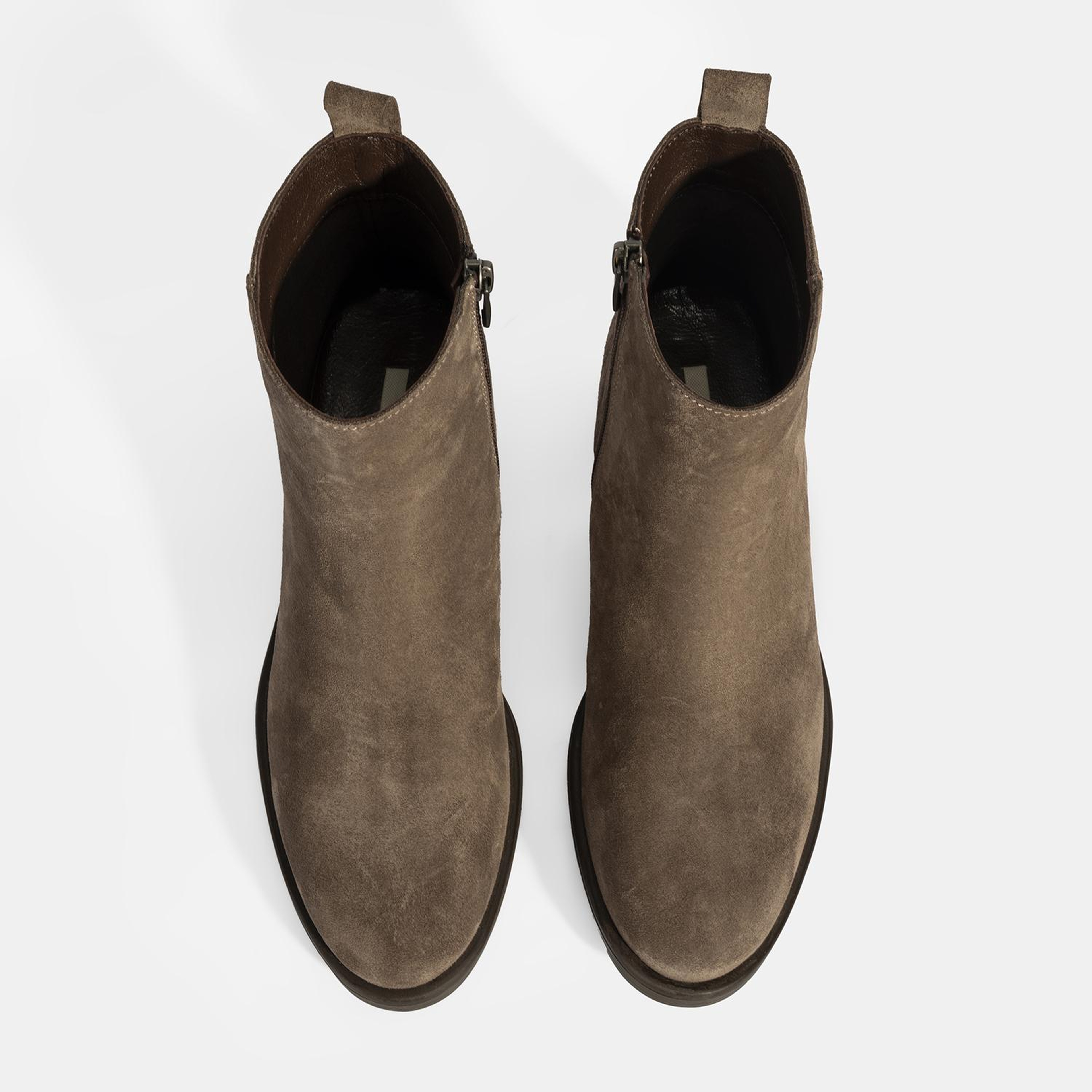 Kadın Kahve Fermuarlı Süet Deri Bot