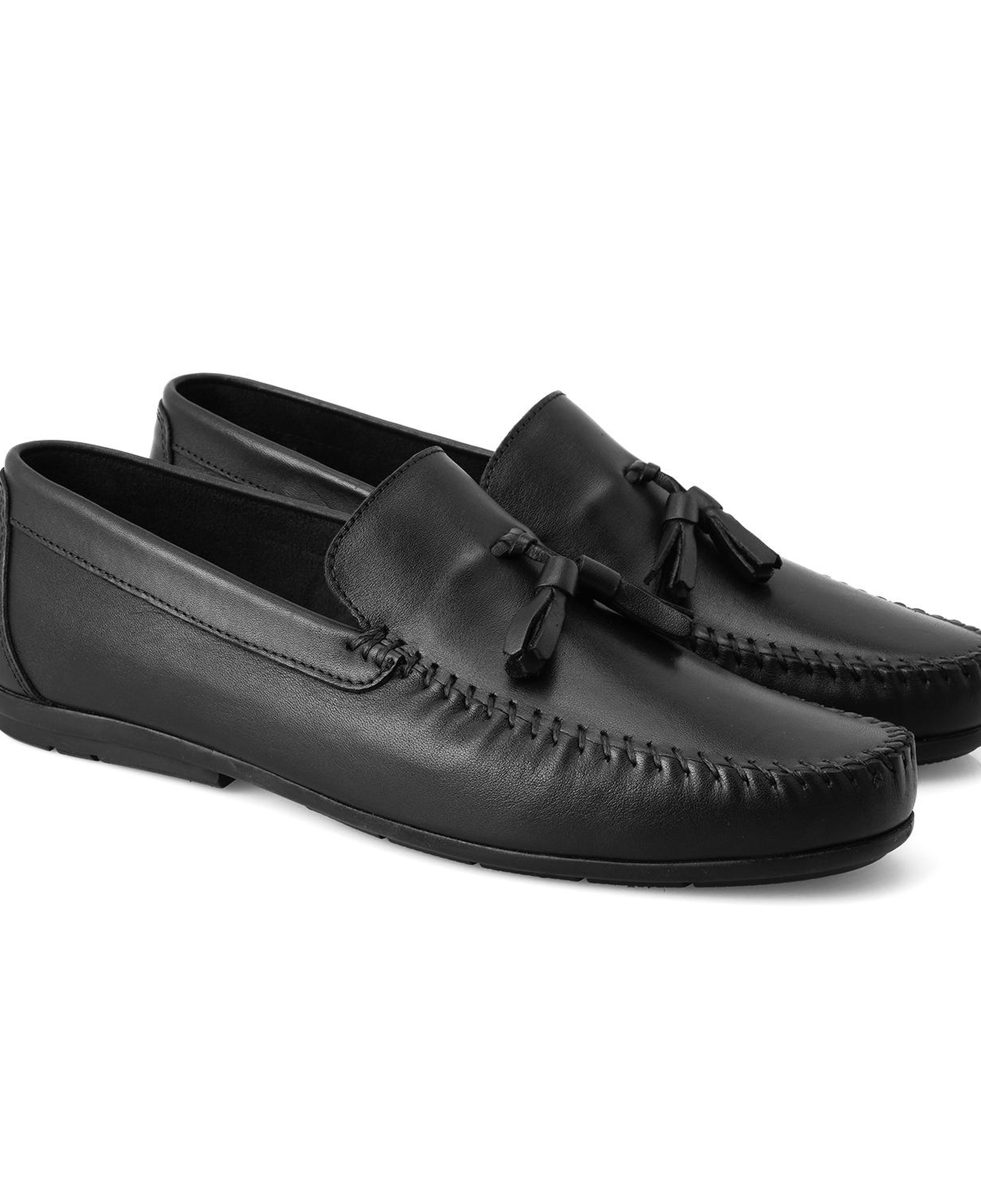 Brendan Siyah Erkek Deri Loafer