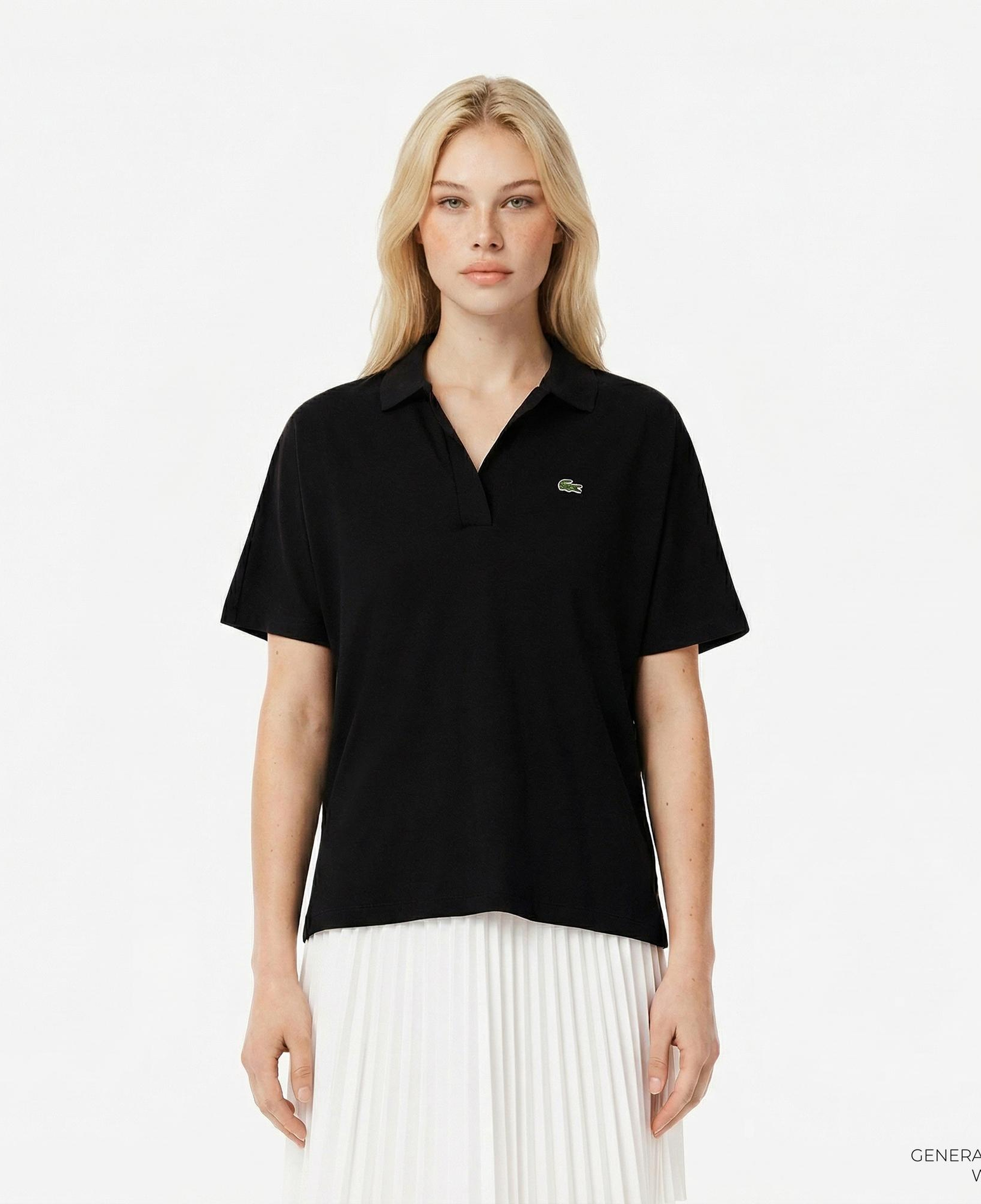 Lacoste Kadın Relaxed Fit Siyah Polo