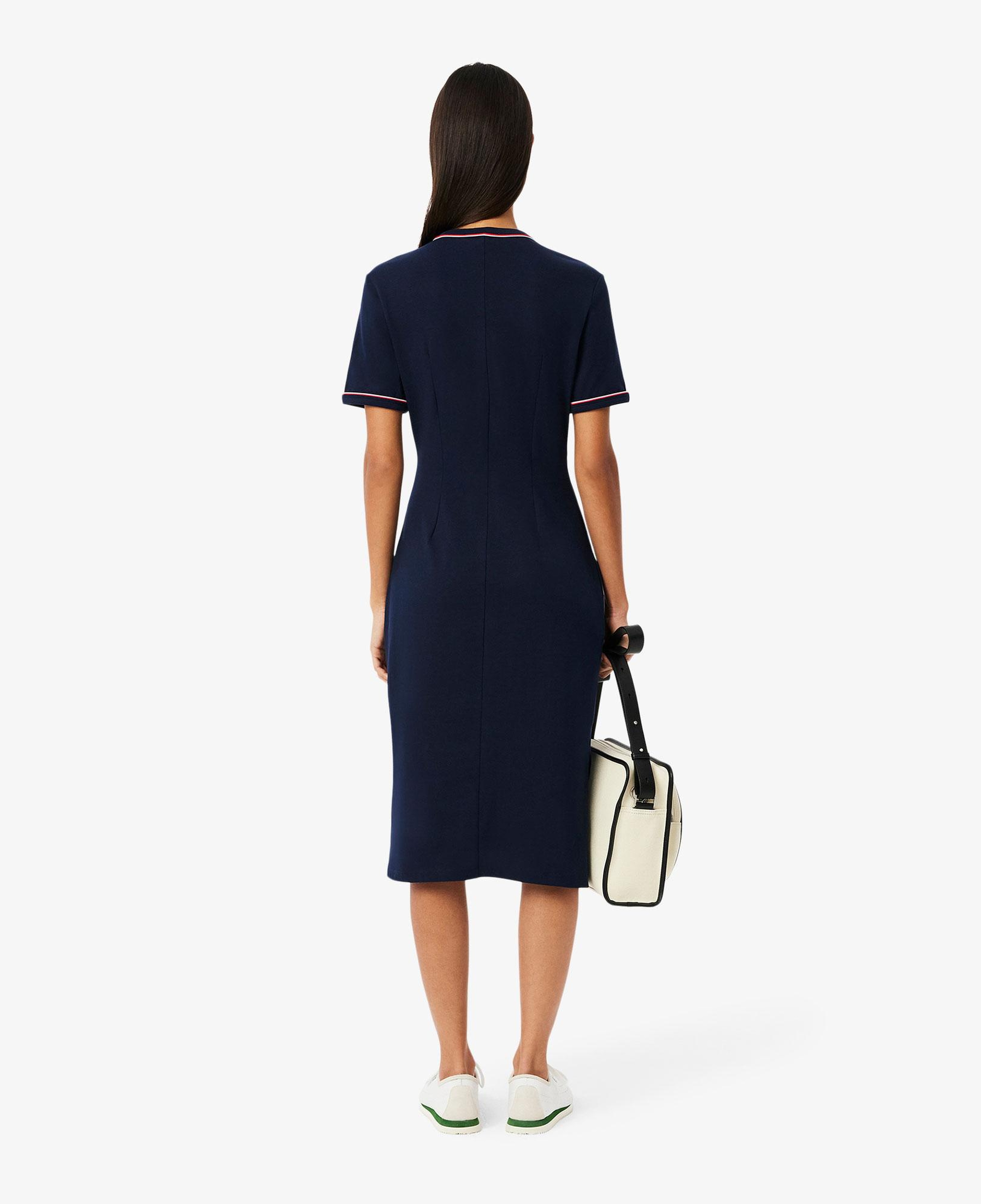 Lacoste Kadın Flare Fit Kısa Kollu Bisiklet Yaka Lacivert Elbise