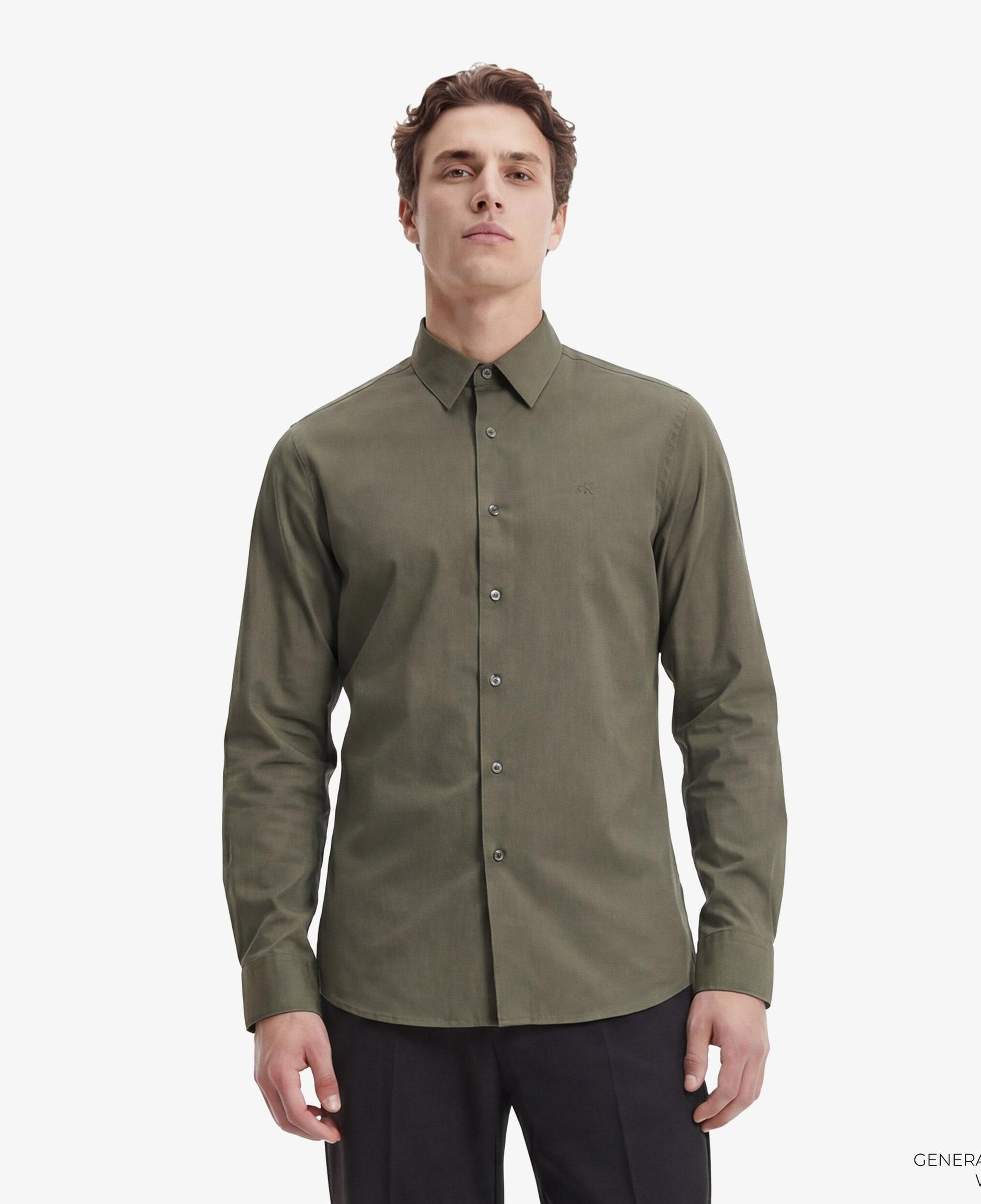 Calvin Klein Solid Stretch Classic Erkek Haki Gömlek