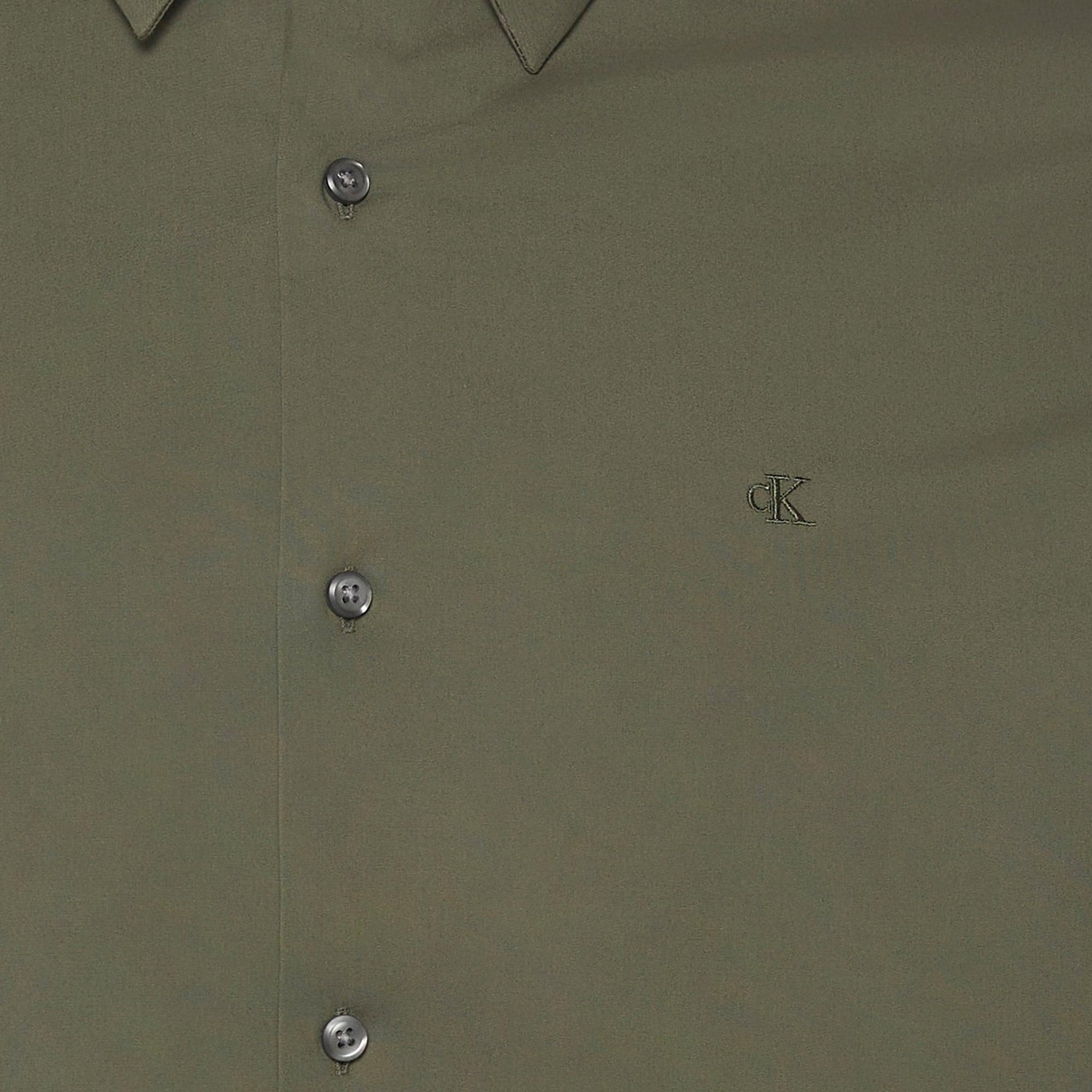 Calvin Klein Solid Stretch Classic Erkek Haki Gömlek