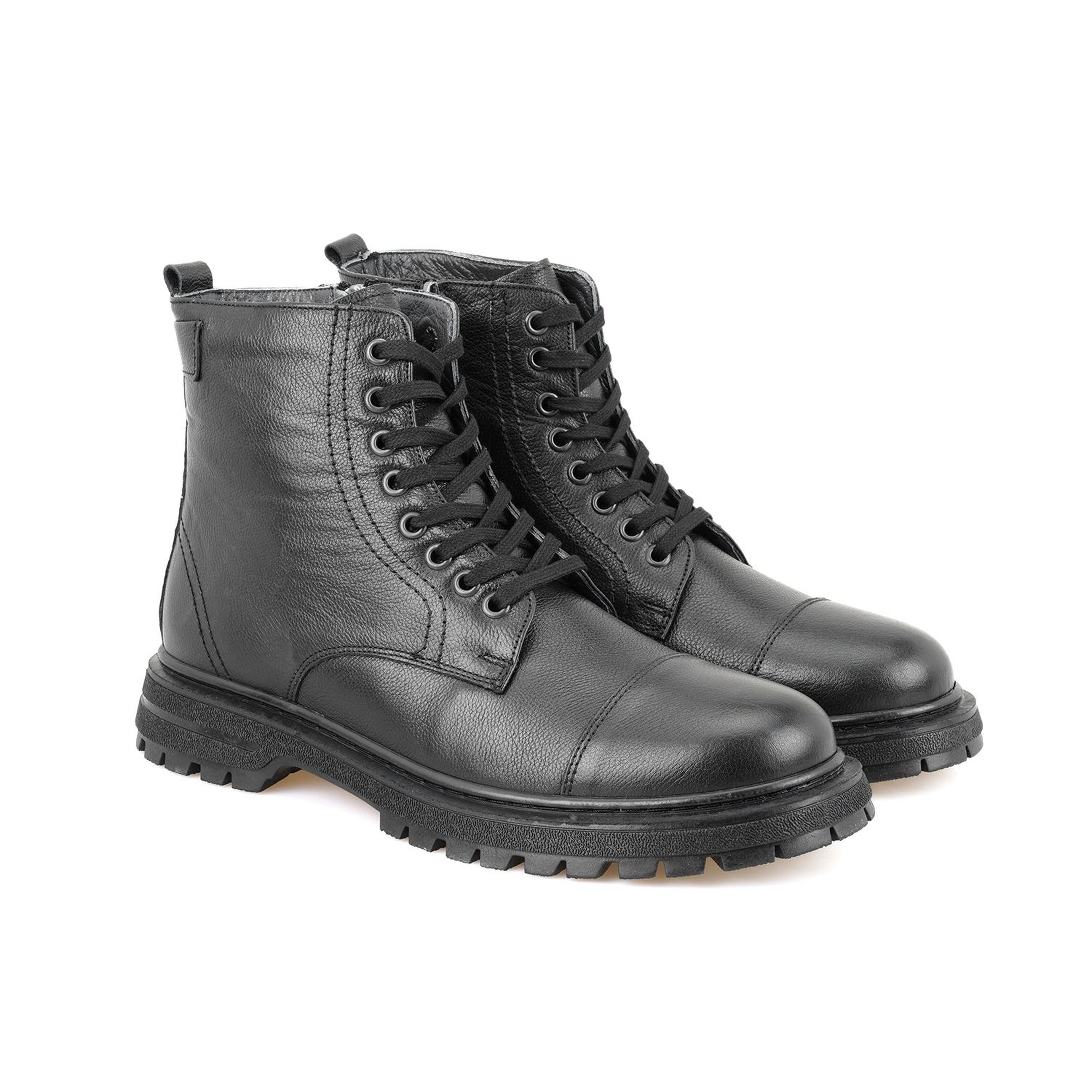 Antonio Siyah Erkek Fermuarlı Deri Bot