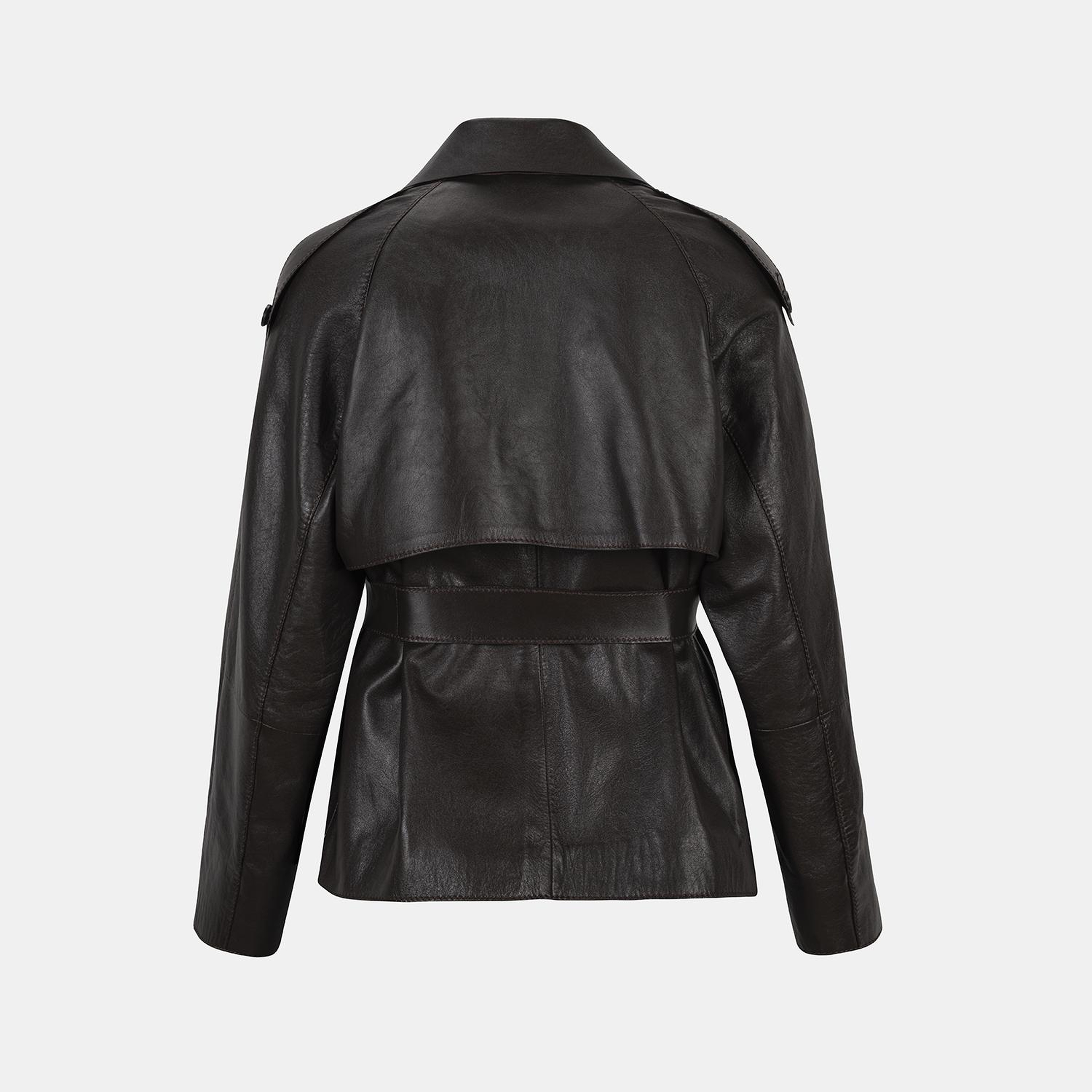 Amadika Kahve Kadın Deri Trençkot