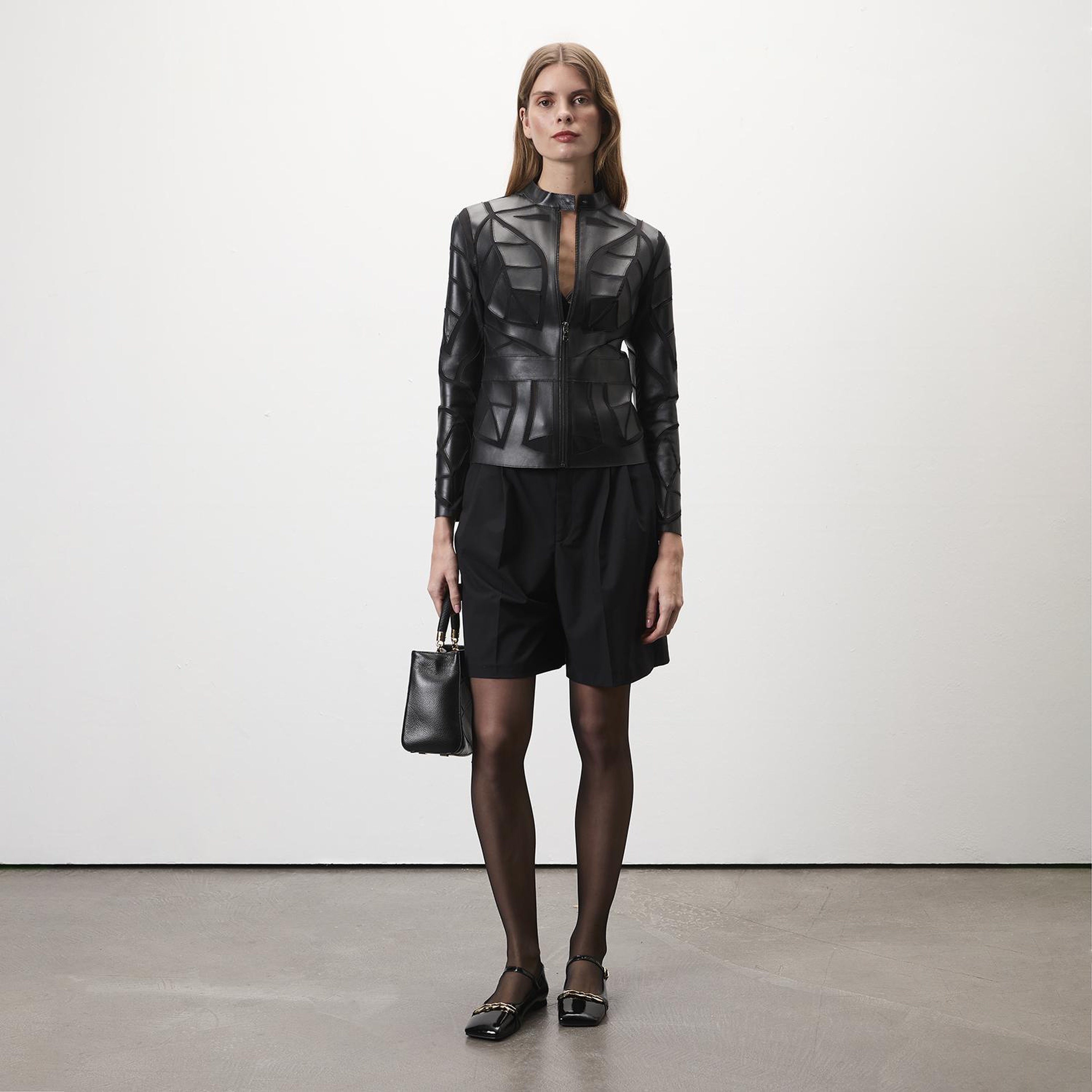 Origa Kadın Yaprak Panelli Deri Ceket