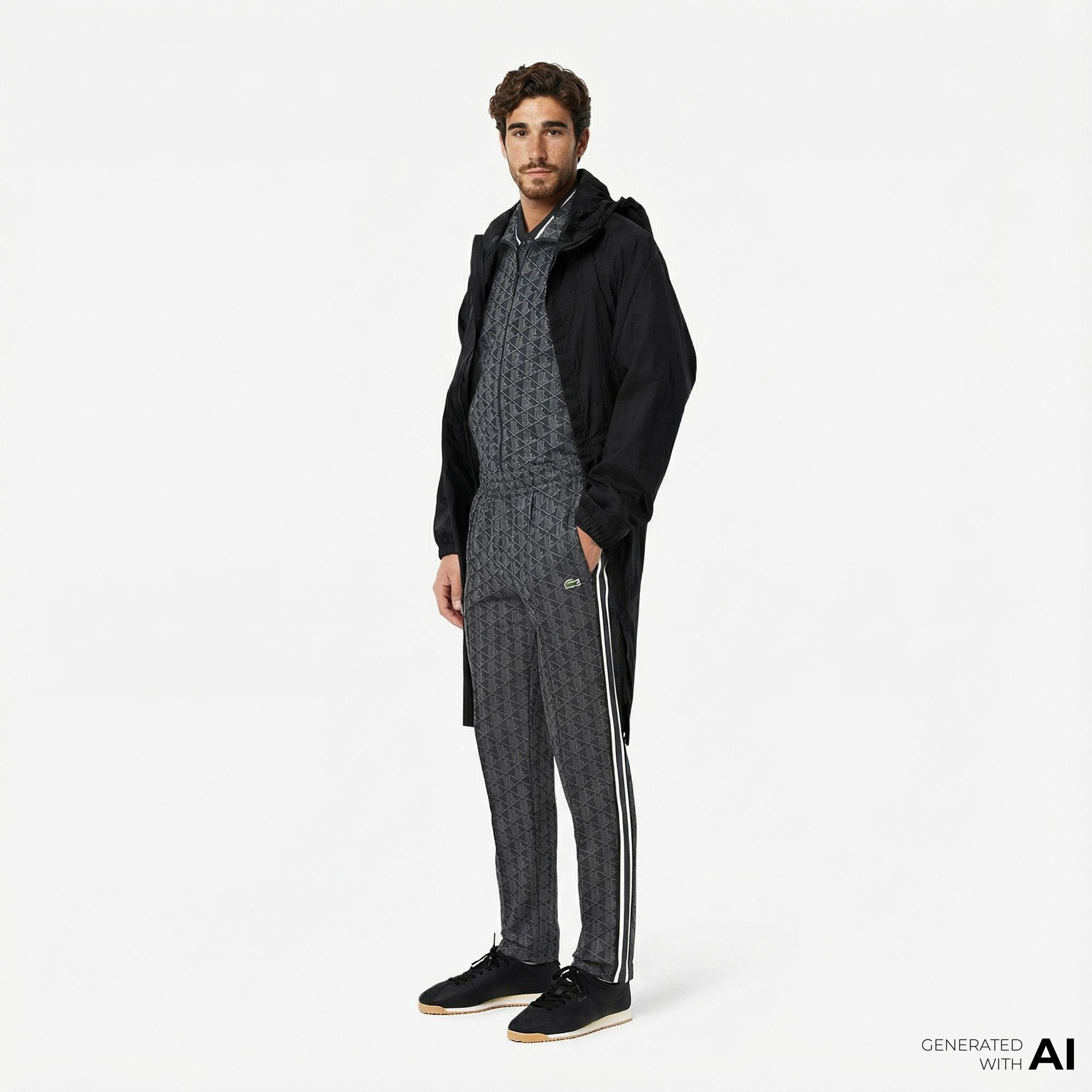 Lacoste Paris Erkek Regular Fit Monogram Siyah Eşofman Altı