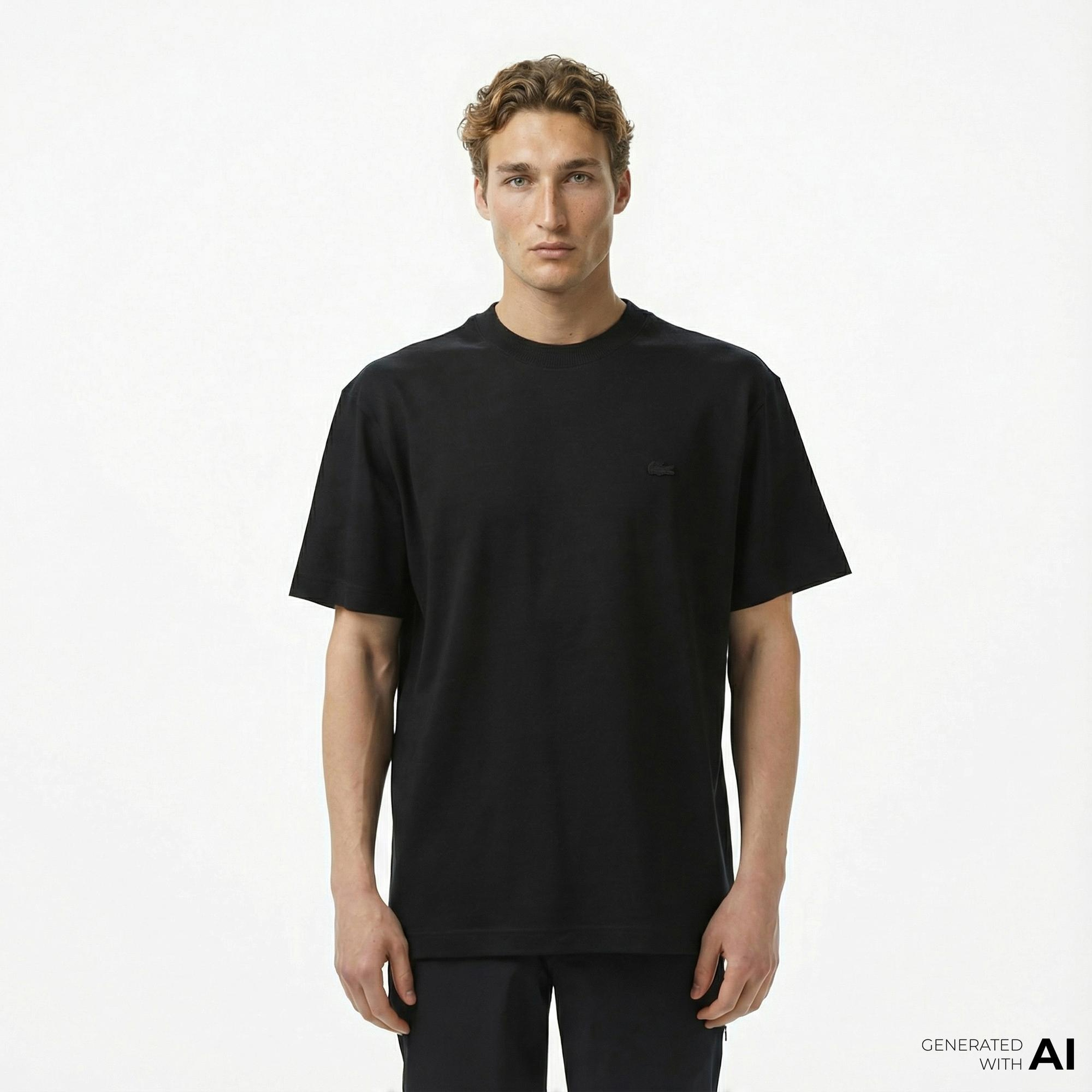 Lacoste Erkek Relaxed Fit Bisiklet Yaka Siyah T-Shirt