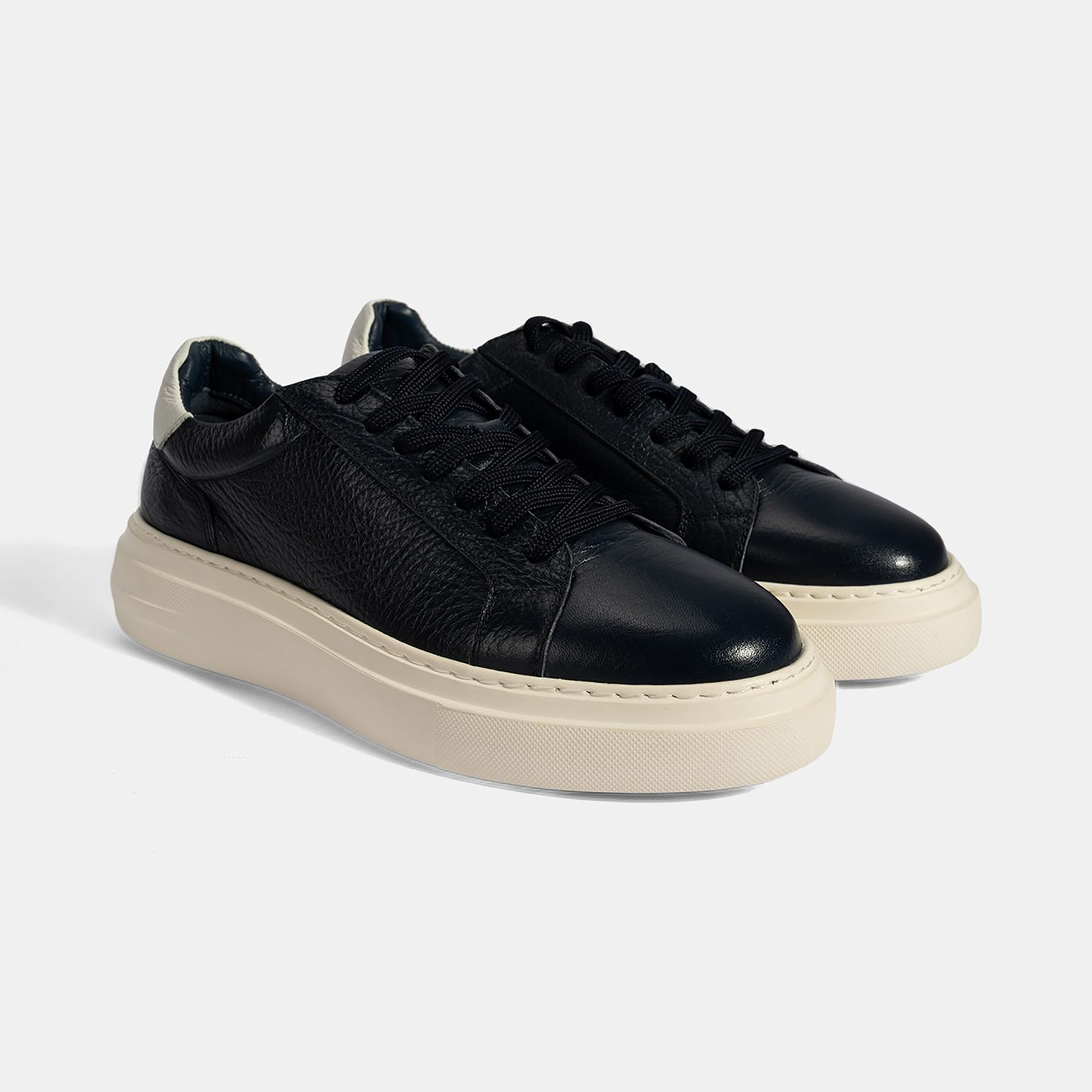 Erkek Lacivert Bağcıklı Deri Günlük Ayakkabı