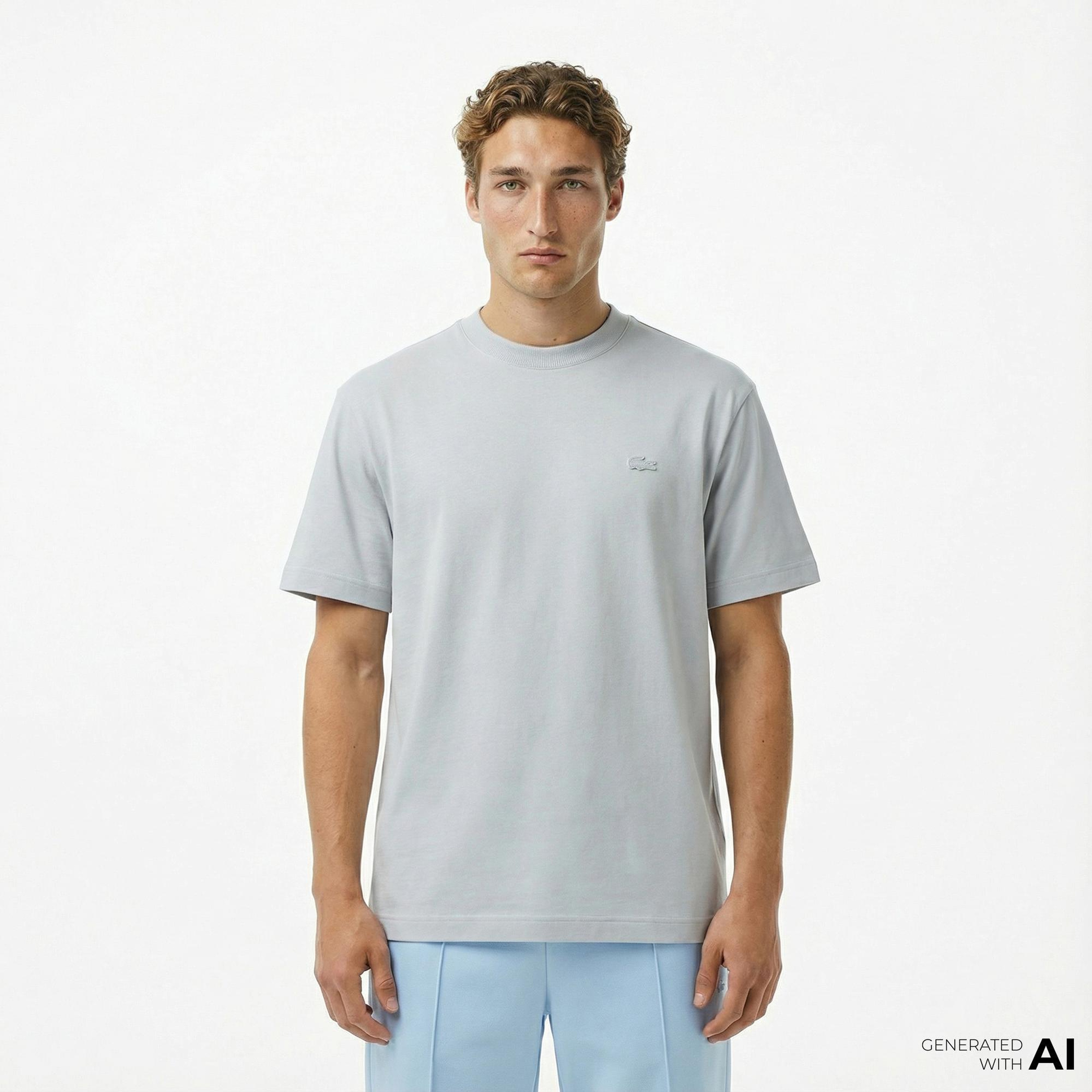 Lacoste Erkek Relaxed Fit Bisiklet Yaka Gri T-Shirt