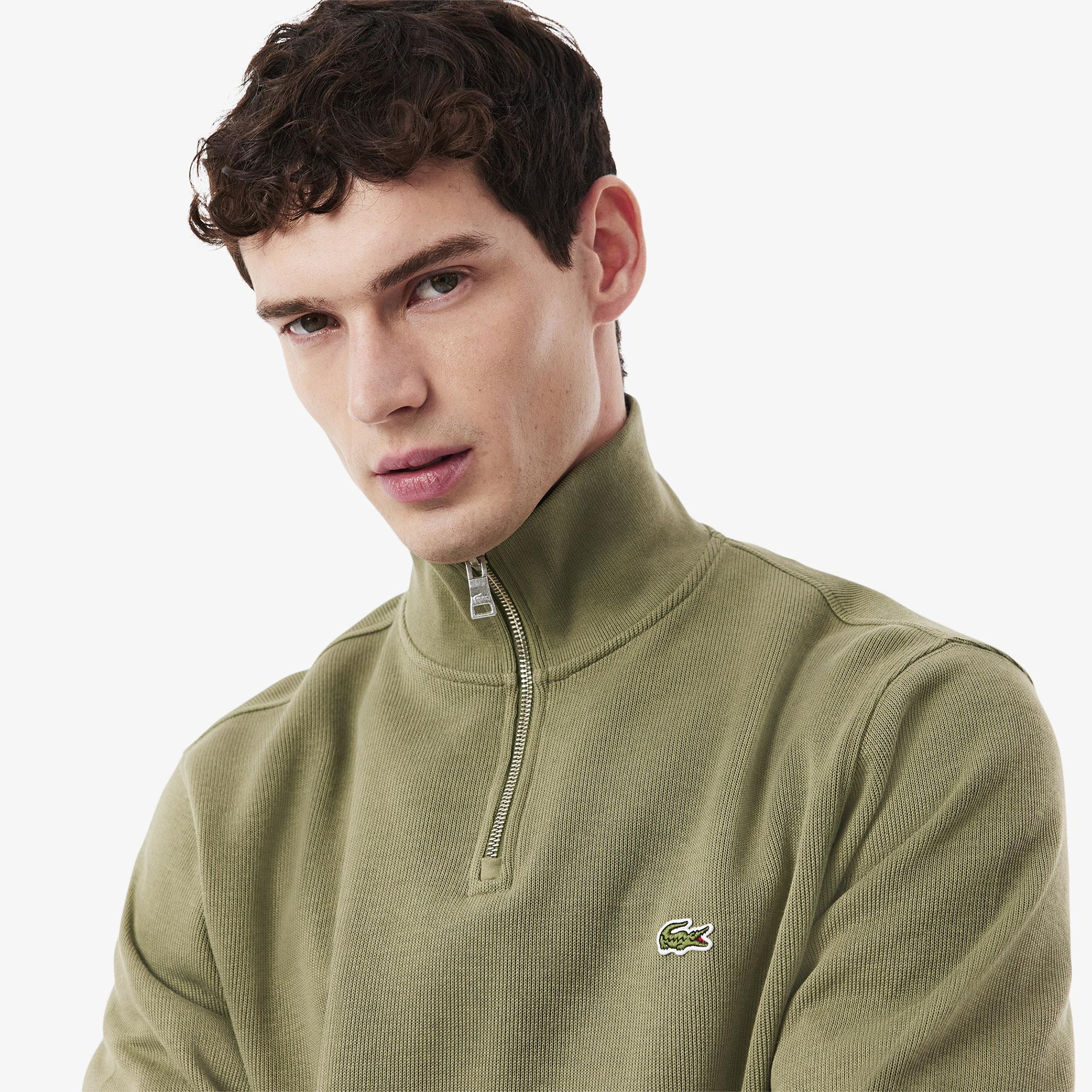 Lacoste Erkek Classic Fit Yarım Fermuarlı Haki Sweatshirt
