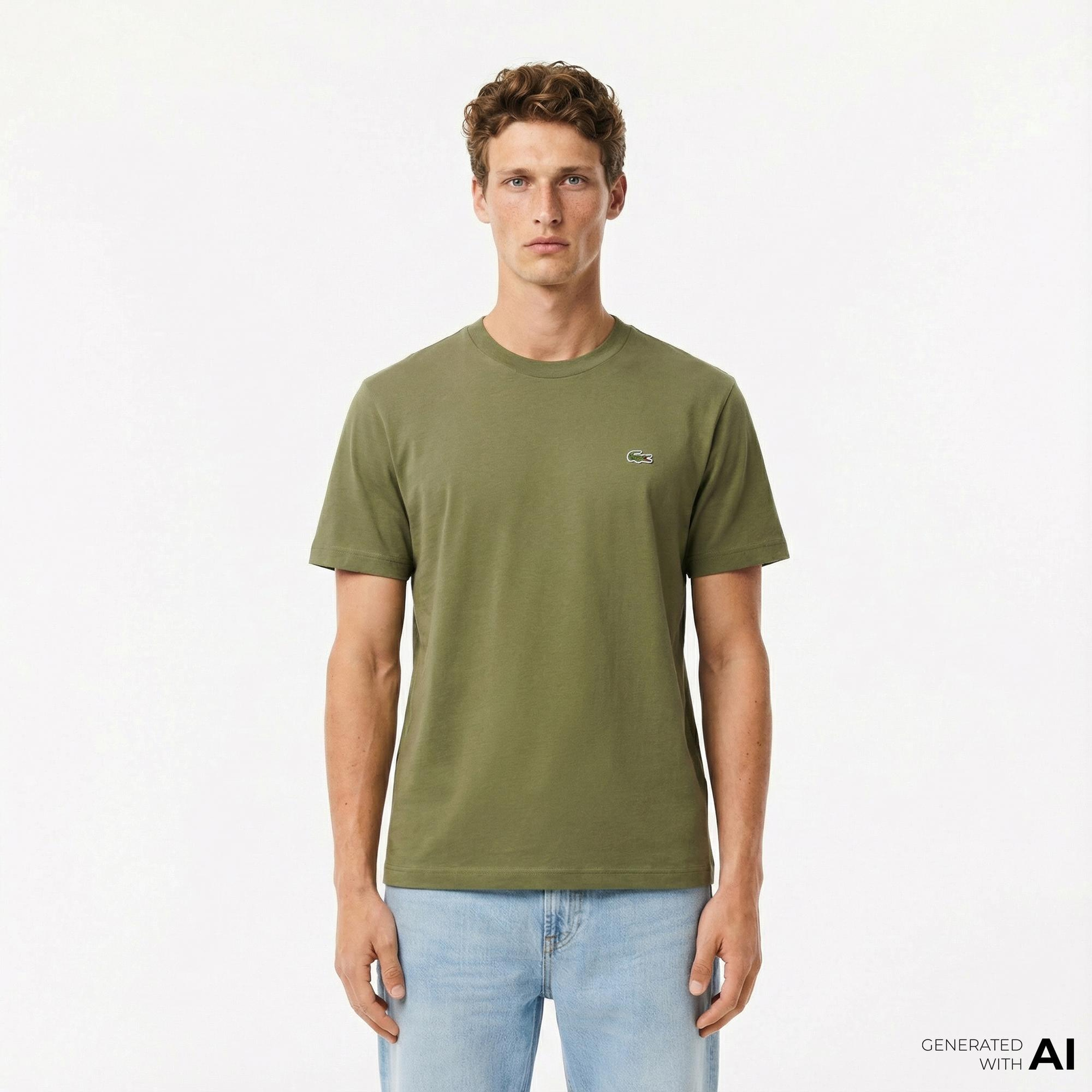 Lacoste Erkek Classic Fit Bisiklet Yaka Haki T-Shirt