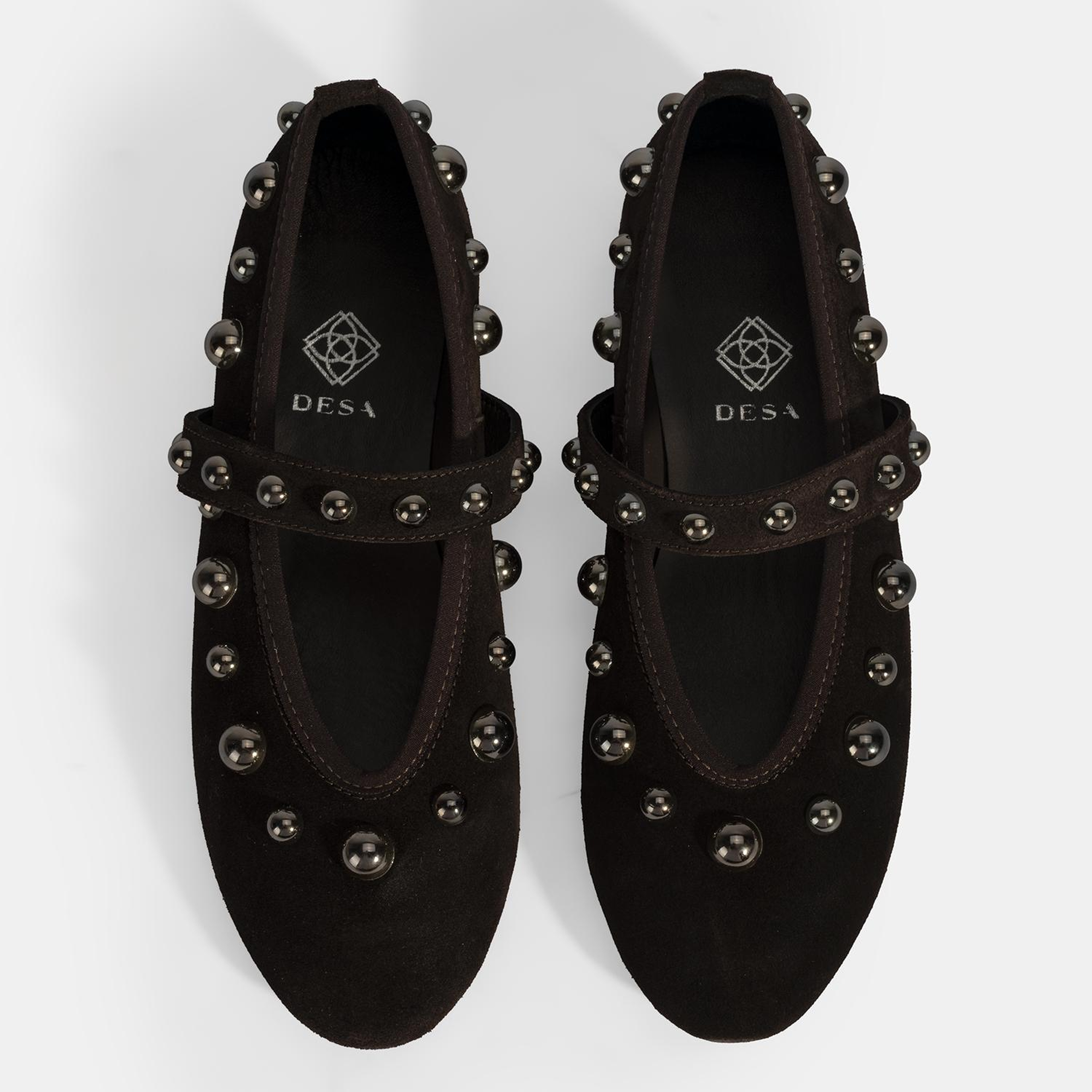 Kadın Kahve Metal Zımba Detaylı Mary Jane Babet