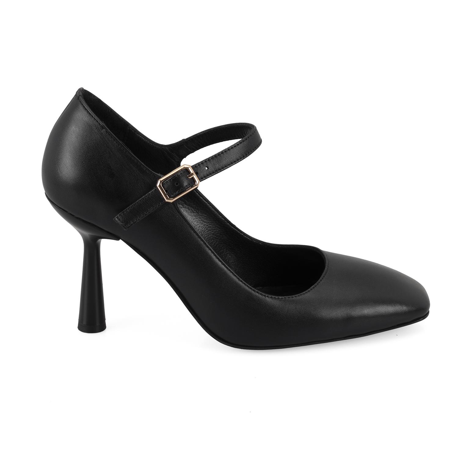 Kadın Siyah Klasik Topuklu Deri Ayakkabı
