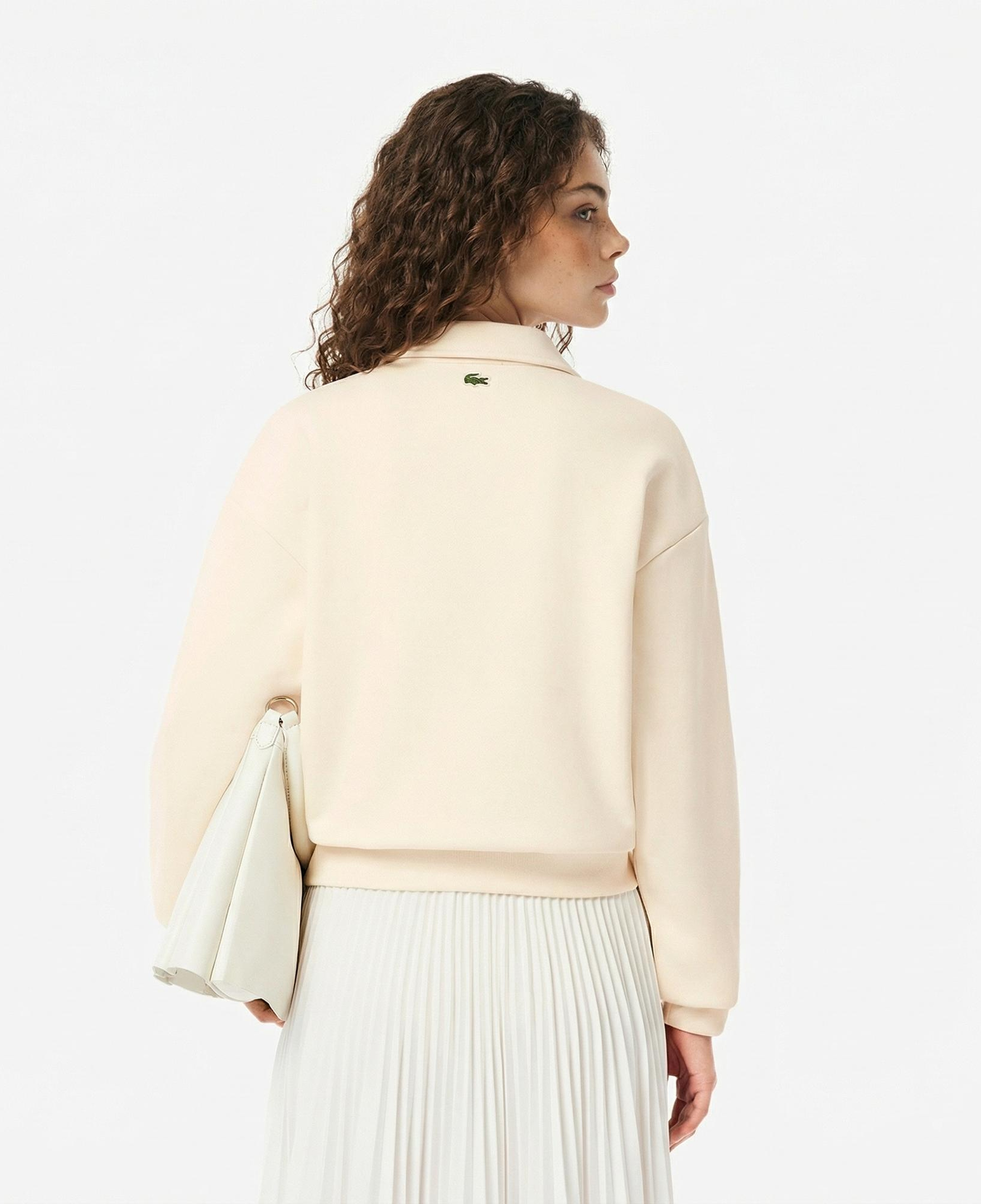 Lacoste Kadın Relaxed Fit Polo Yaka Krem Sweatshirt